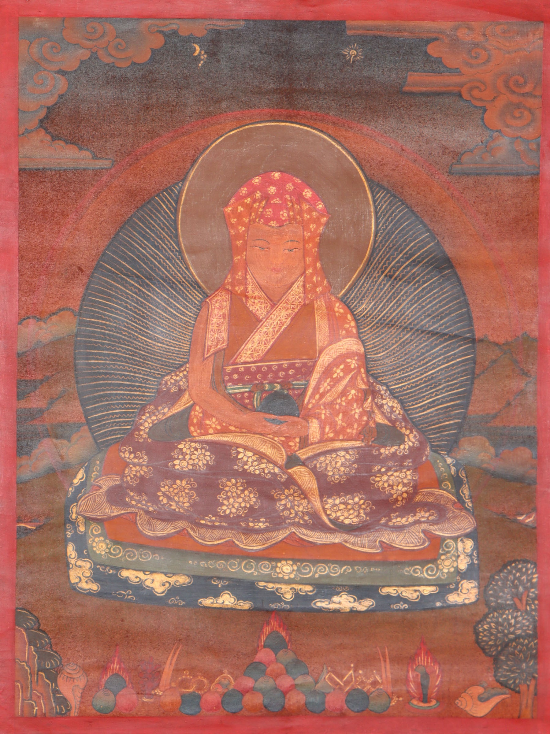 Antique Karmapa Thangka Painting for wisdom and compassion.
