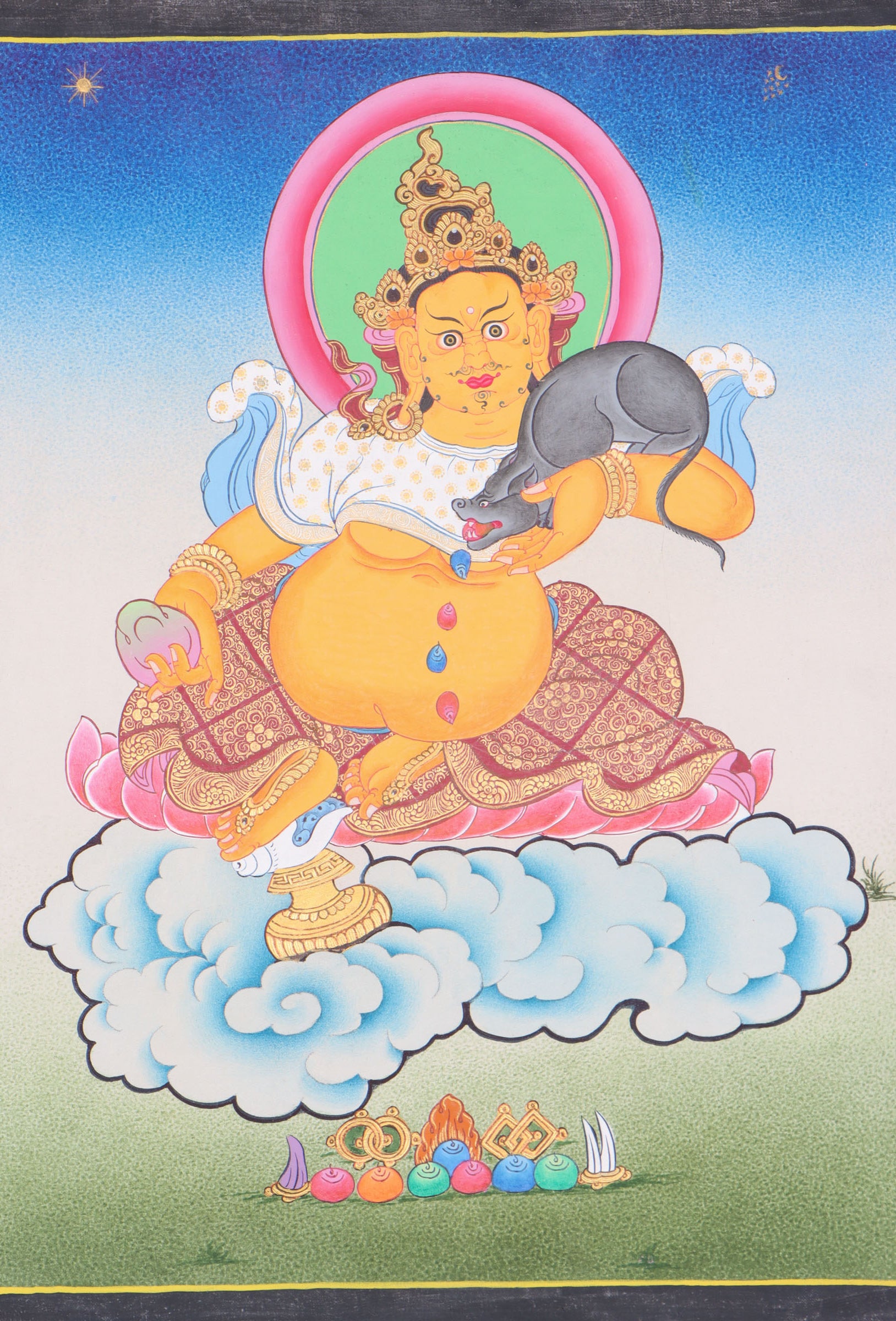 Kuber Thangka serves as focal point for meditation. 