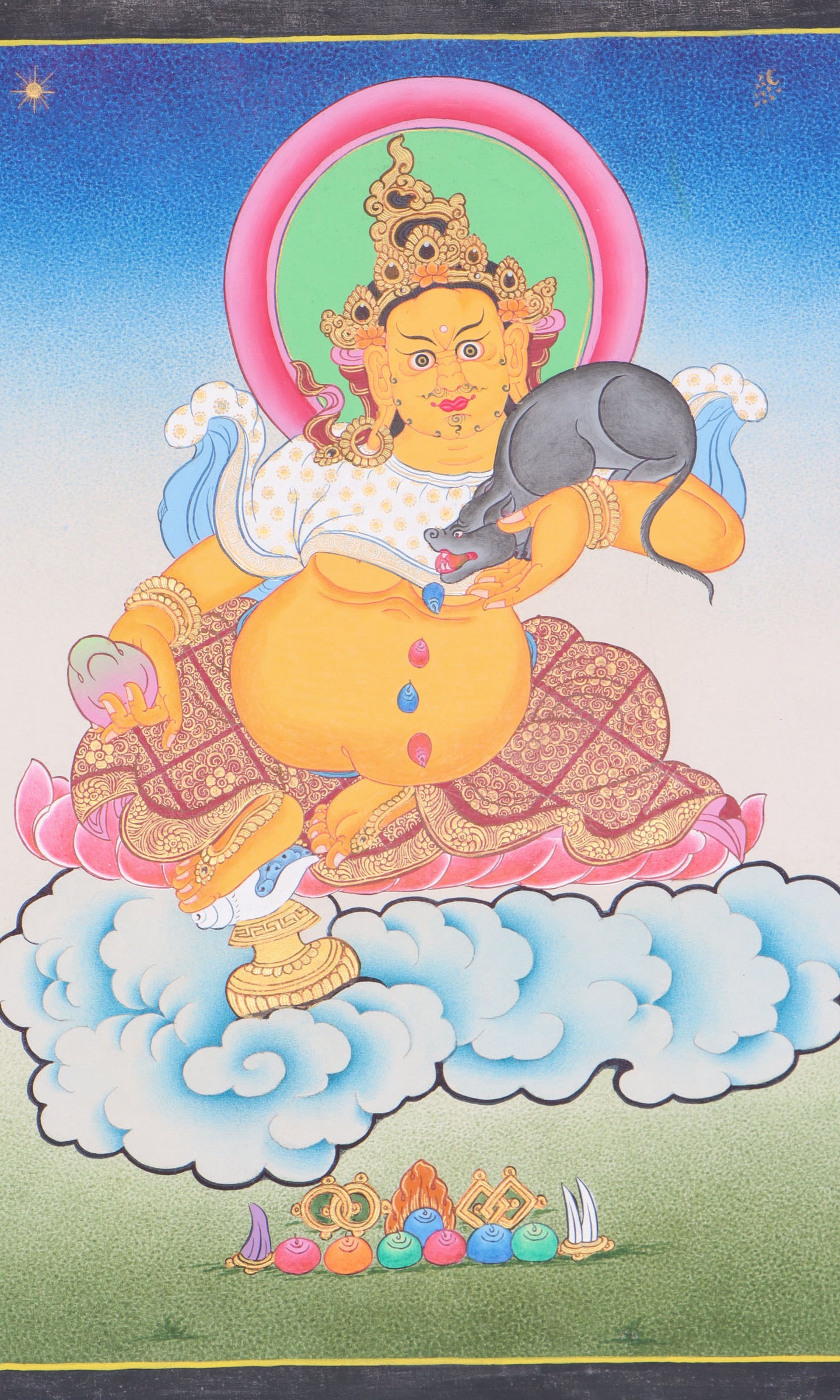 Kuber Thangka serves as focal point for meditation. 