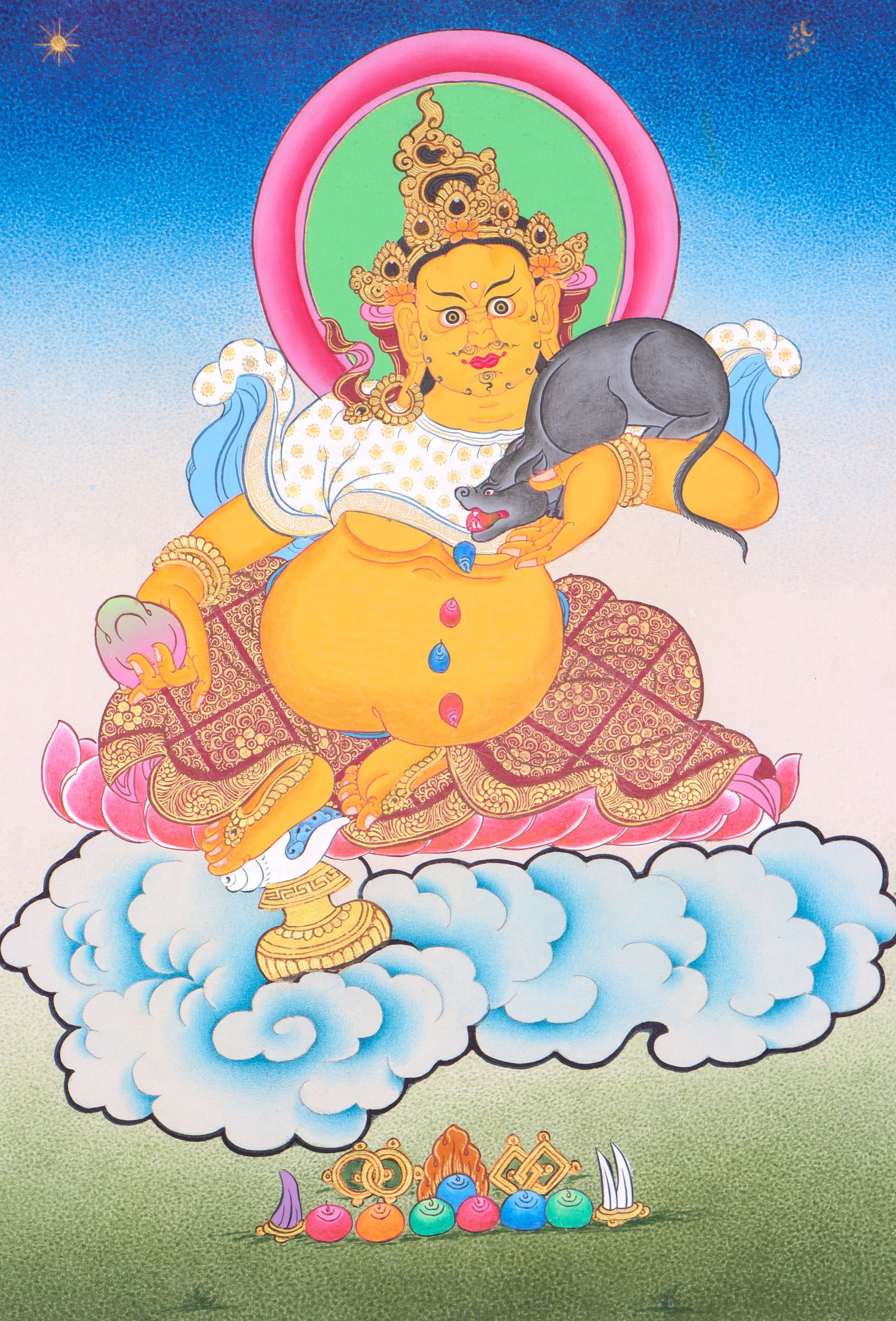 Kuber Thangka serves as focal point for meditation.