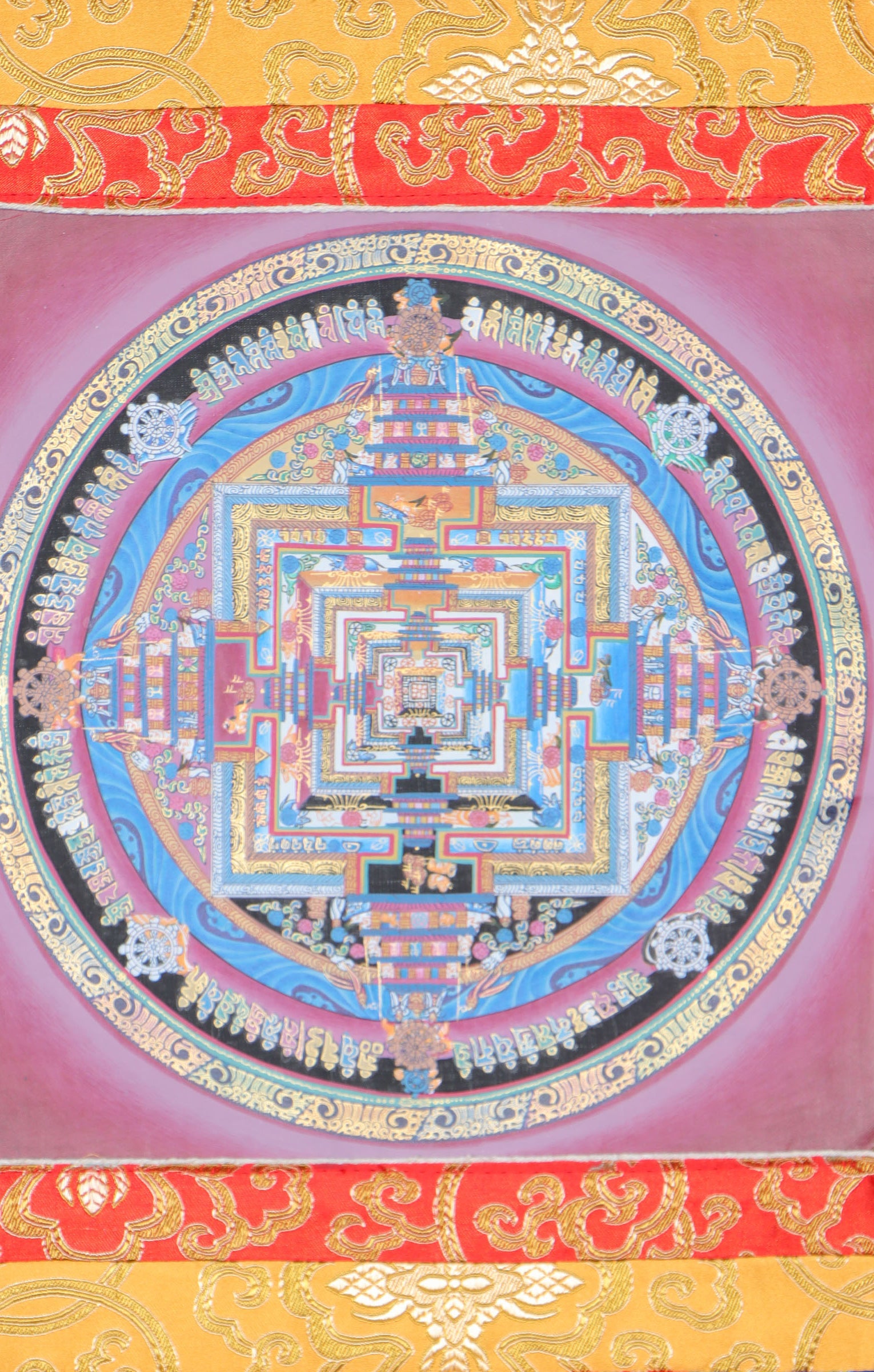 Kalachakra Mandala Brocade Thangka for buddhist rituals.