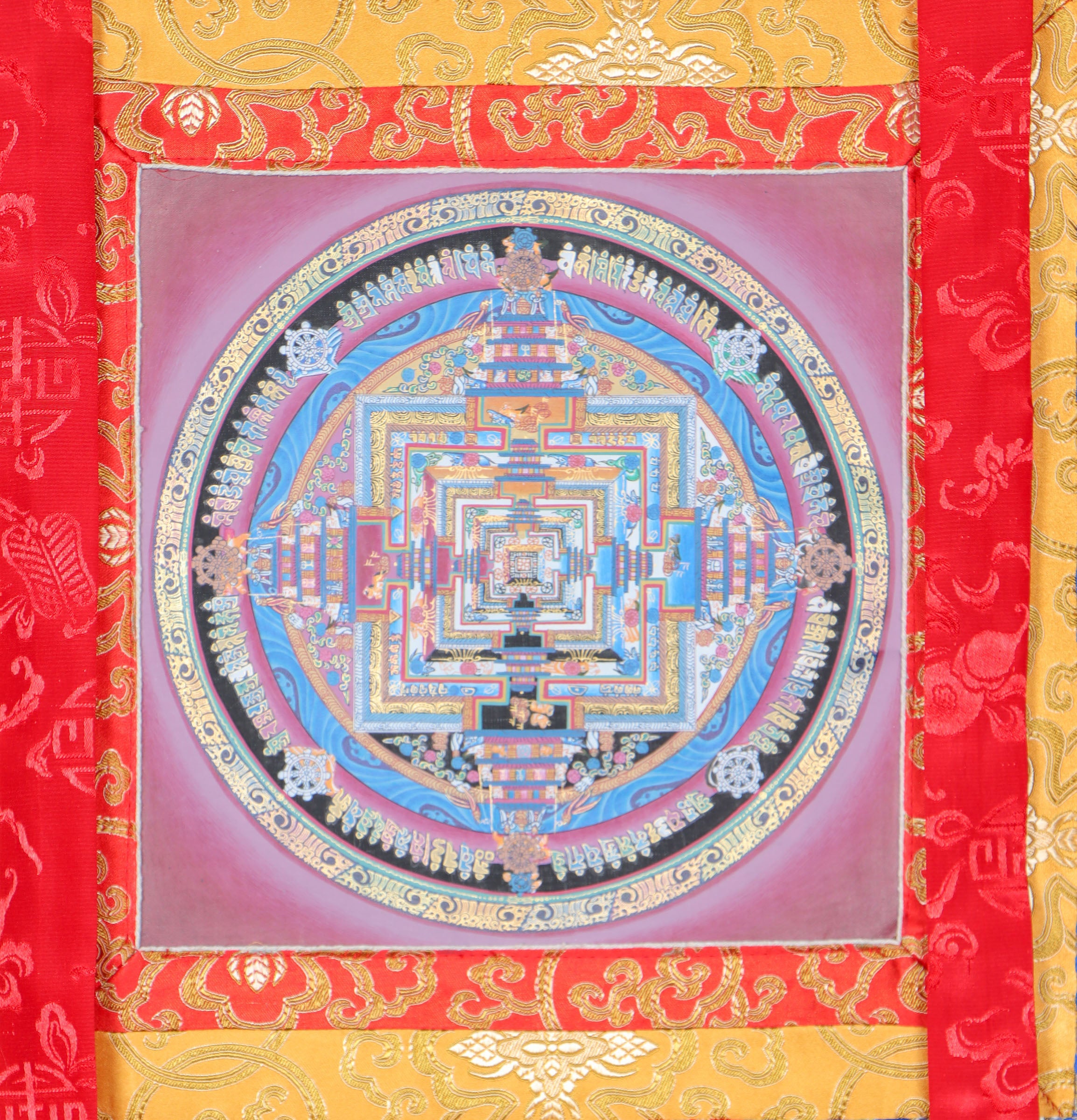 Kalachakra Mandala Brocade Thangka for buddhist rituals.