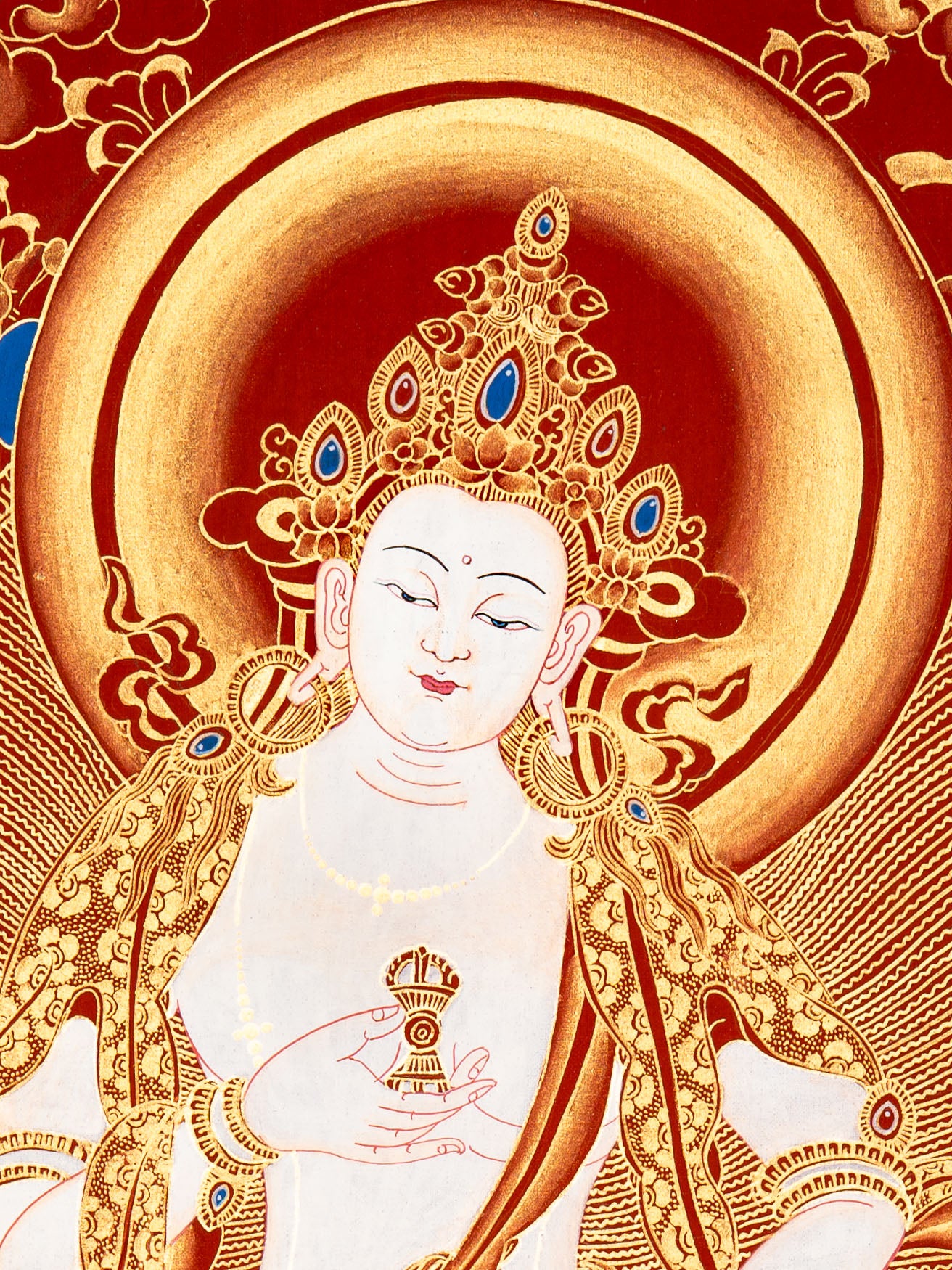 Handpainted Vajrasattva Thangka - Sacred Painting 