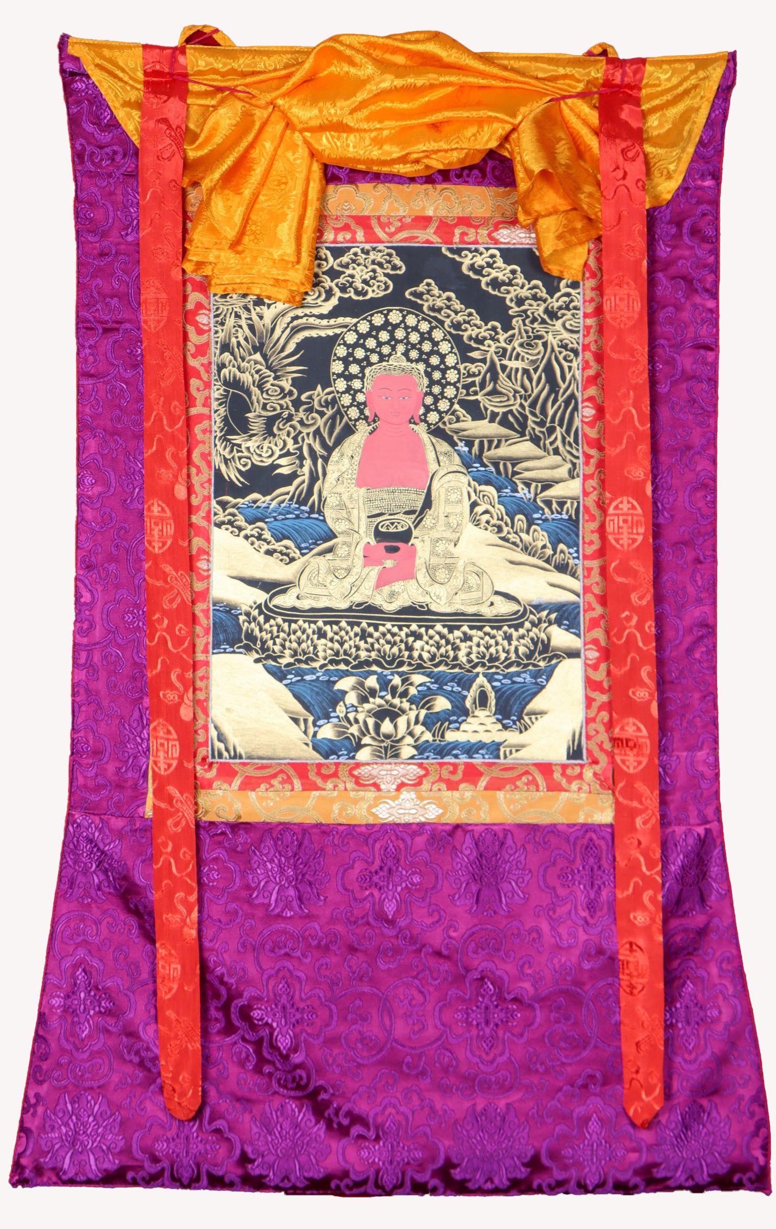 Amitabha Thangka Painting for prayer and devotion.
