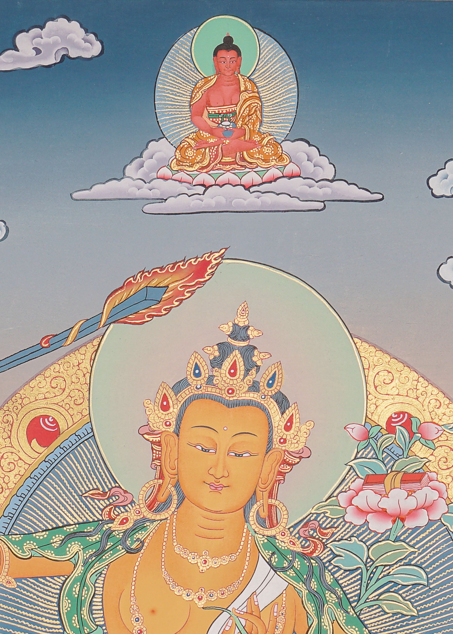 Handpainted Manjushree Thangka Painting.