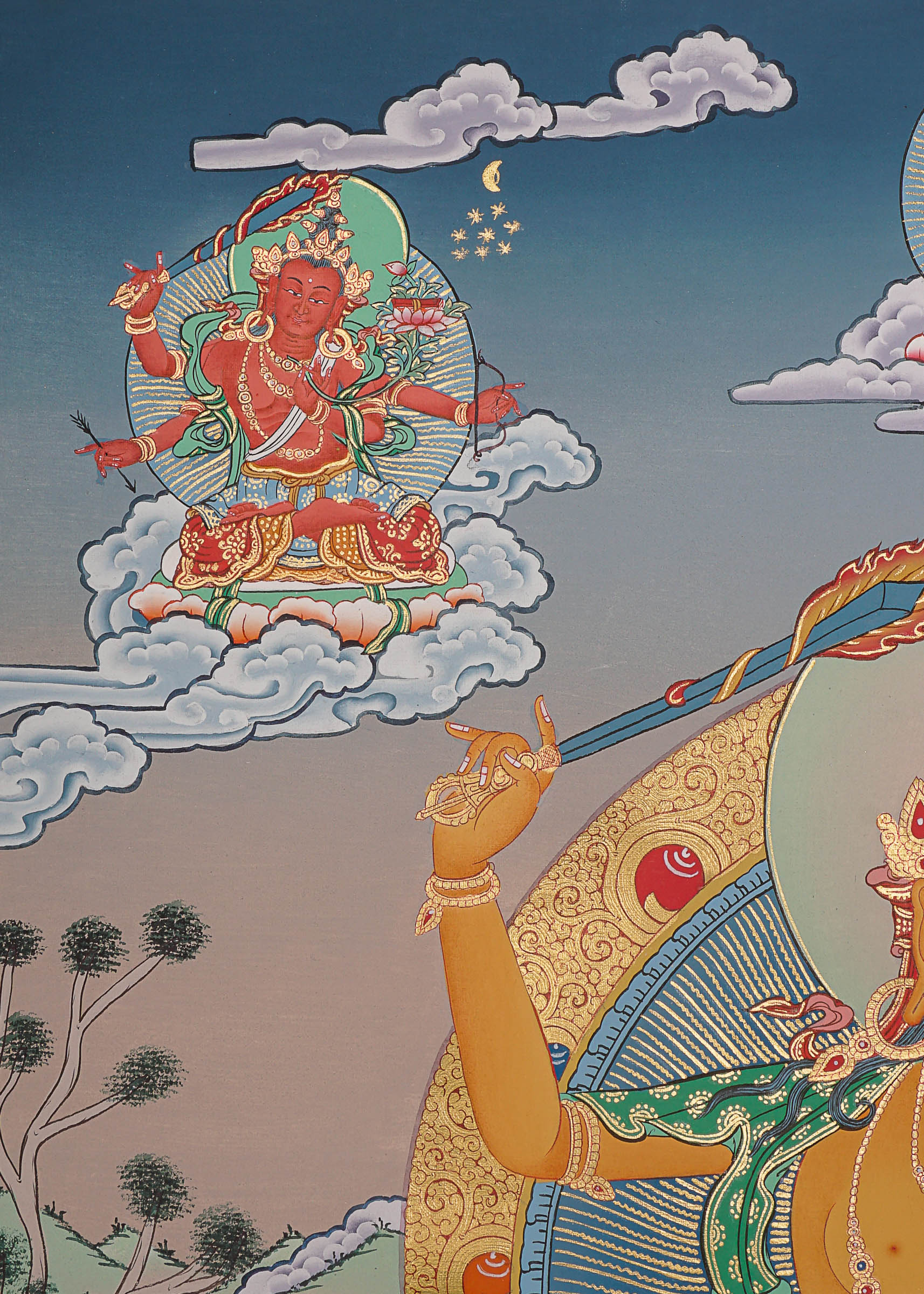 Handpainted Manjushree Thangka Painting.