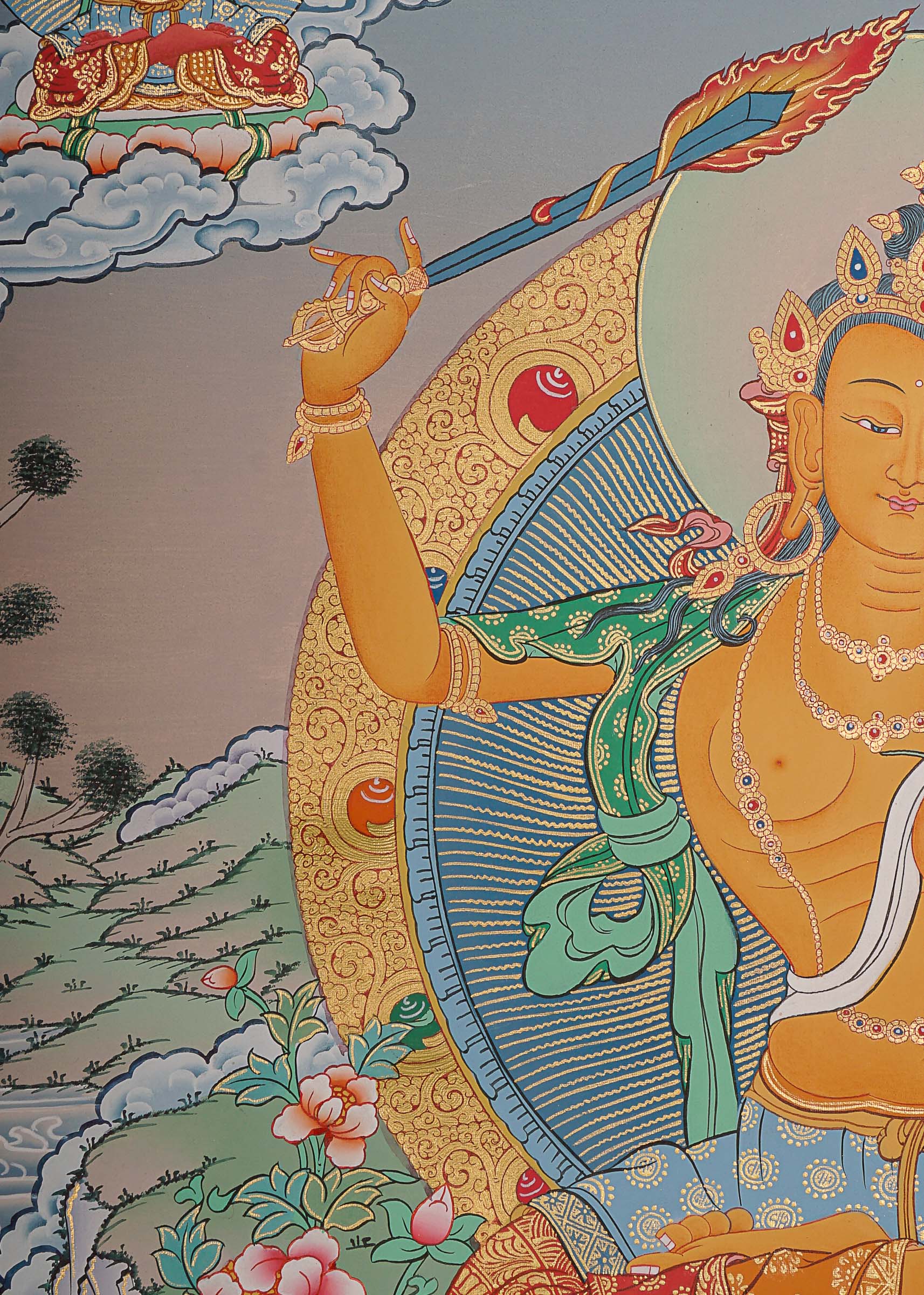 Handpainted Manjushree Thangka Painting.