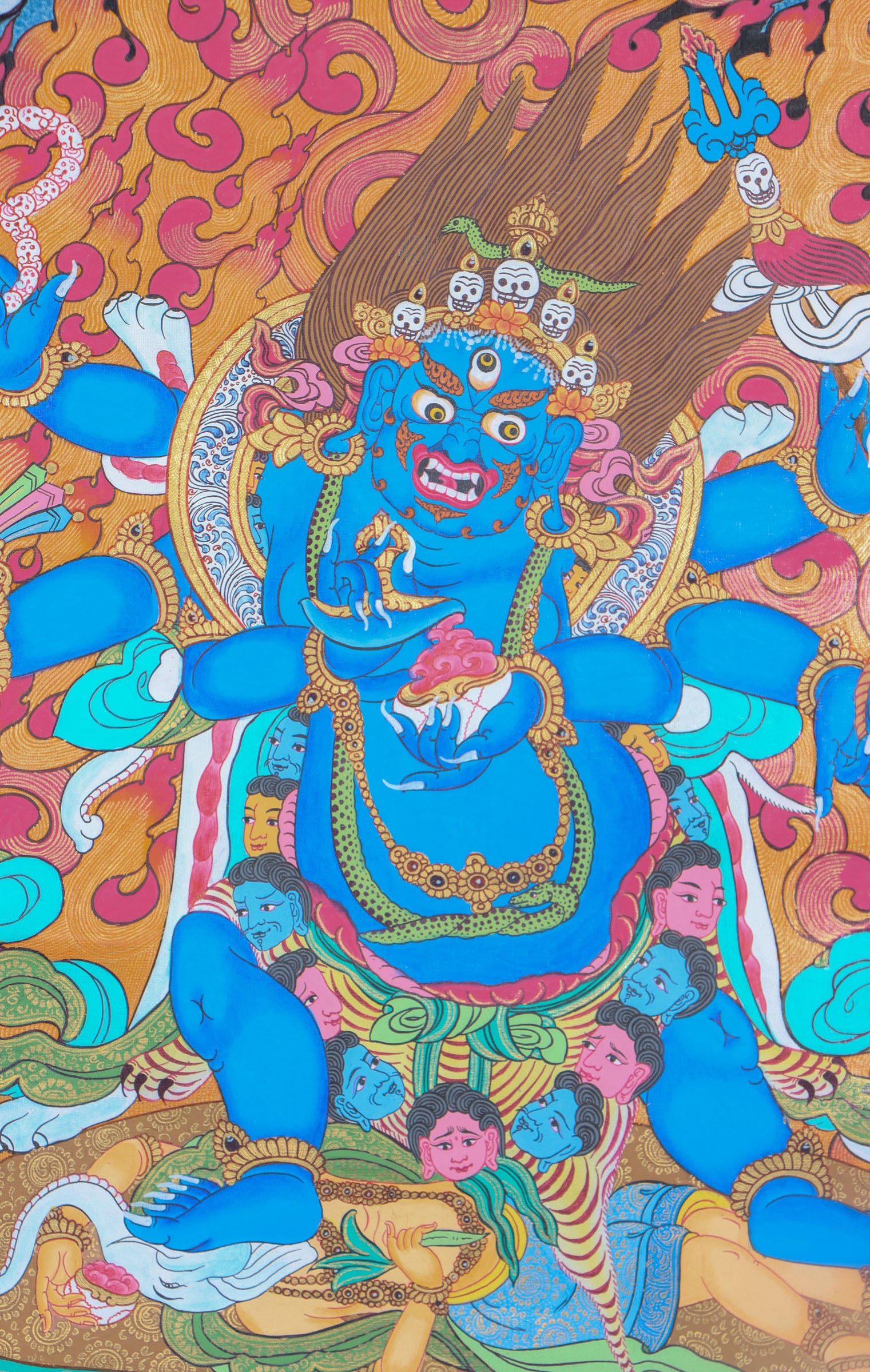 Six-Armed Mahakala Thangka Painting for protection from negative energies.