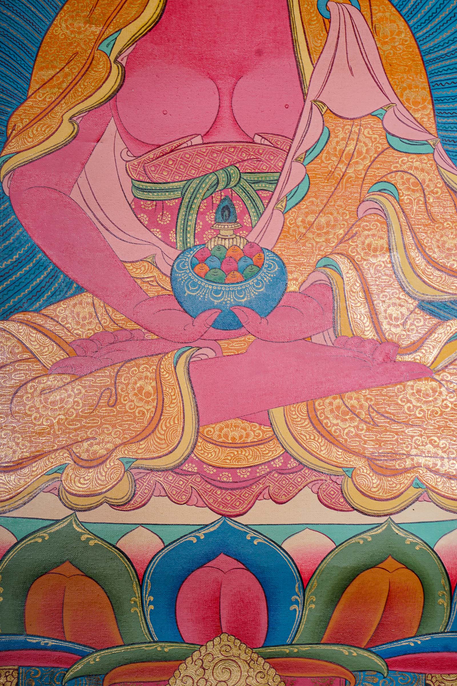 Antique Amitabha Buddha Thangka Painting