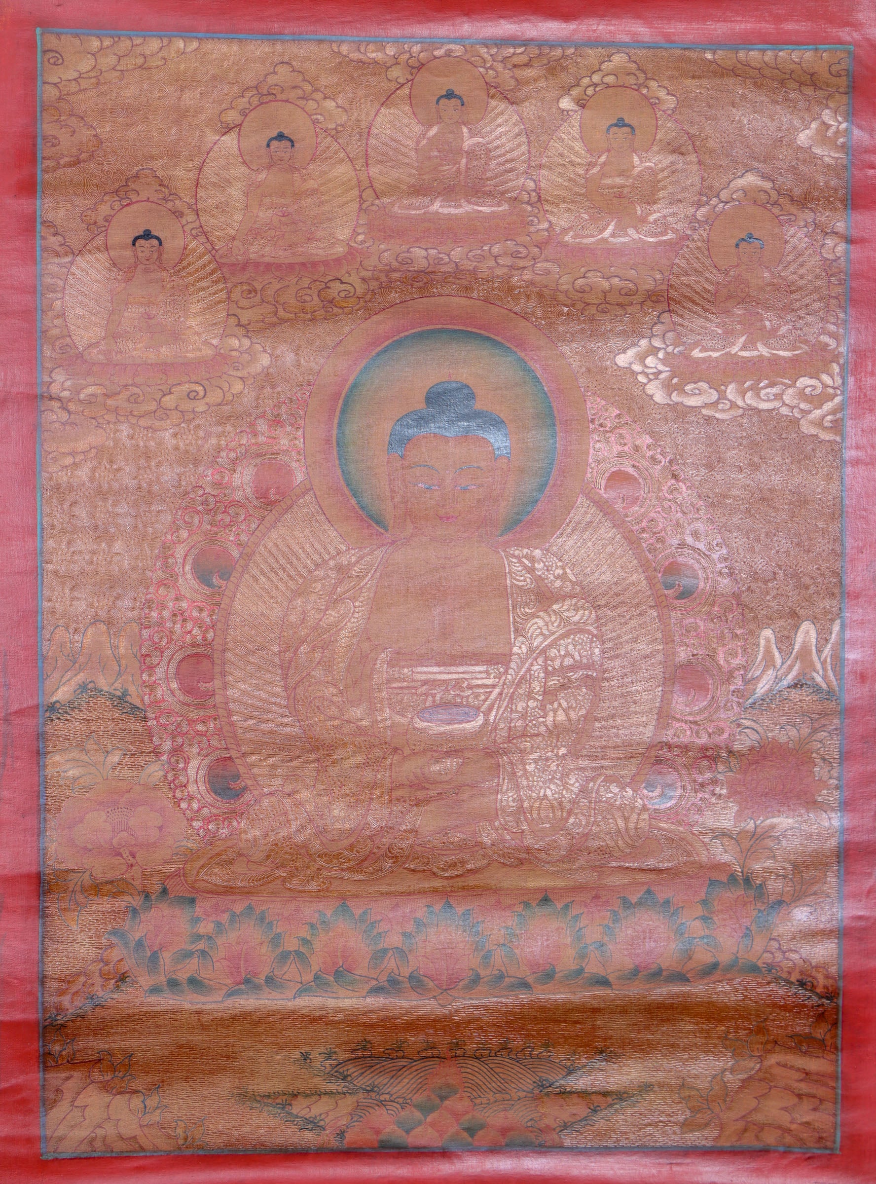 Amitabha Buddha Thangka Antique for enlightment.