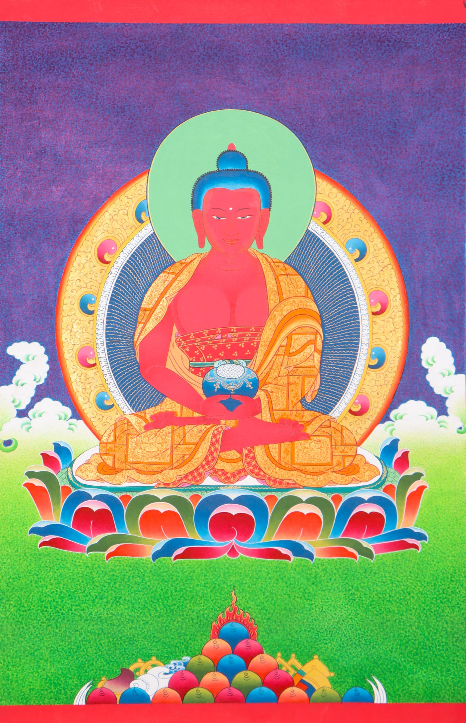 Amitabha Buddha Thangka for wall hanging and spiritual meditation practice.