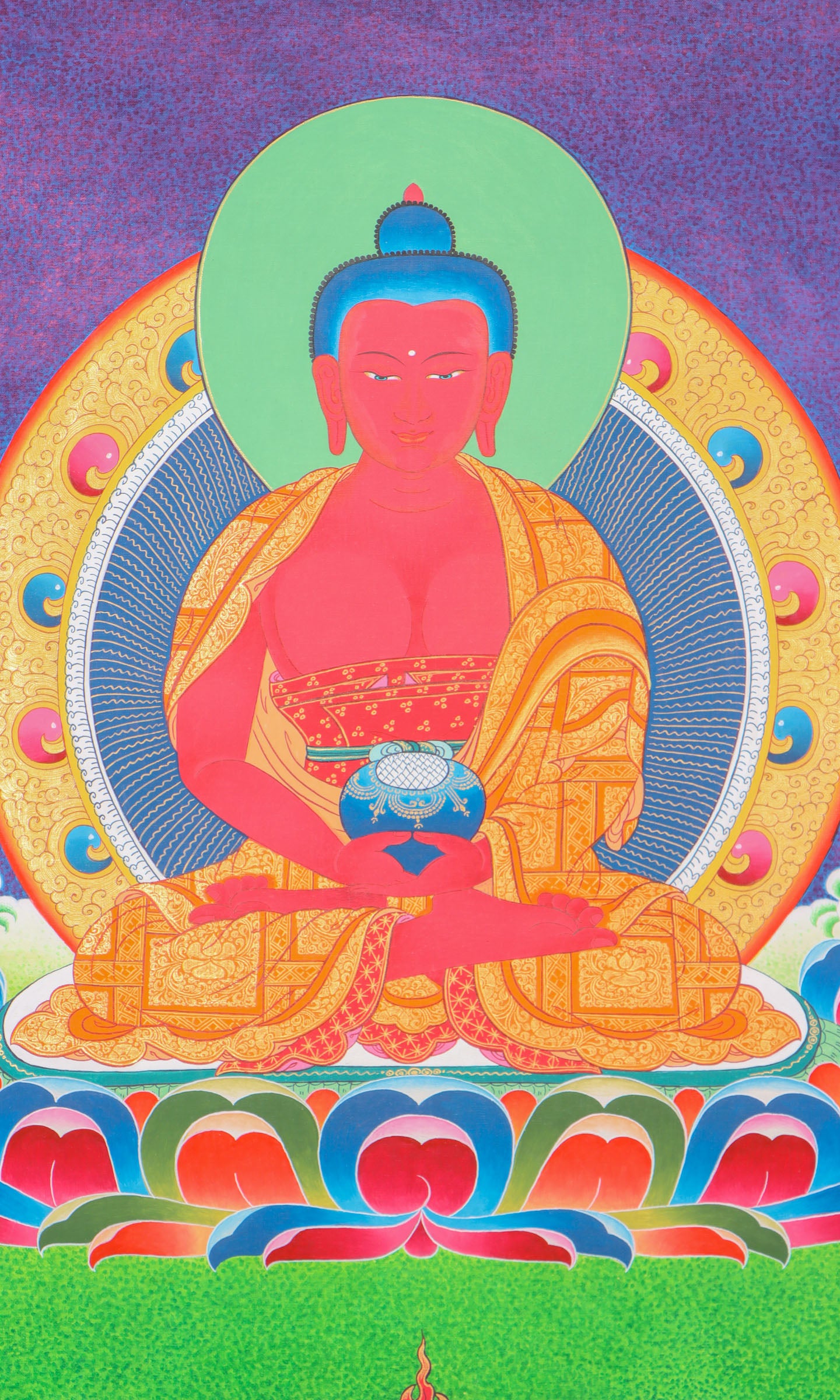 Amitabha Buddha Thangka for wall decor.