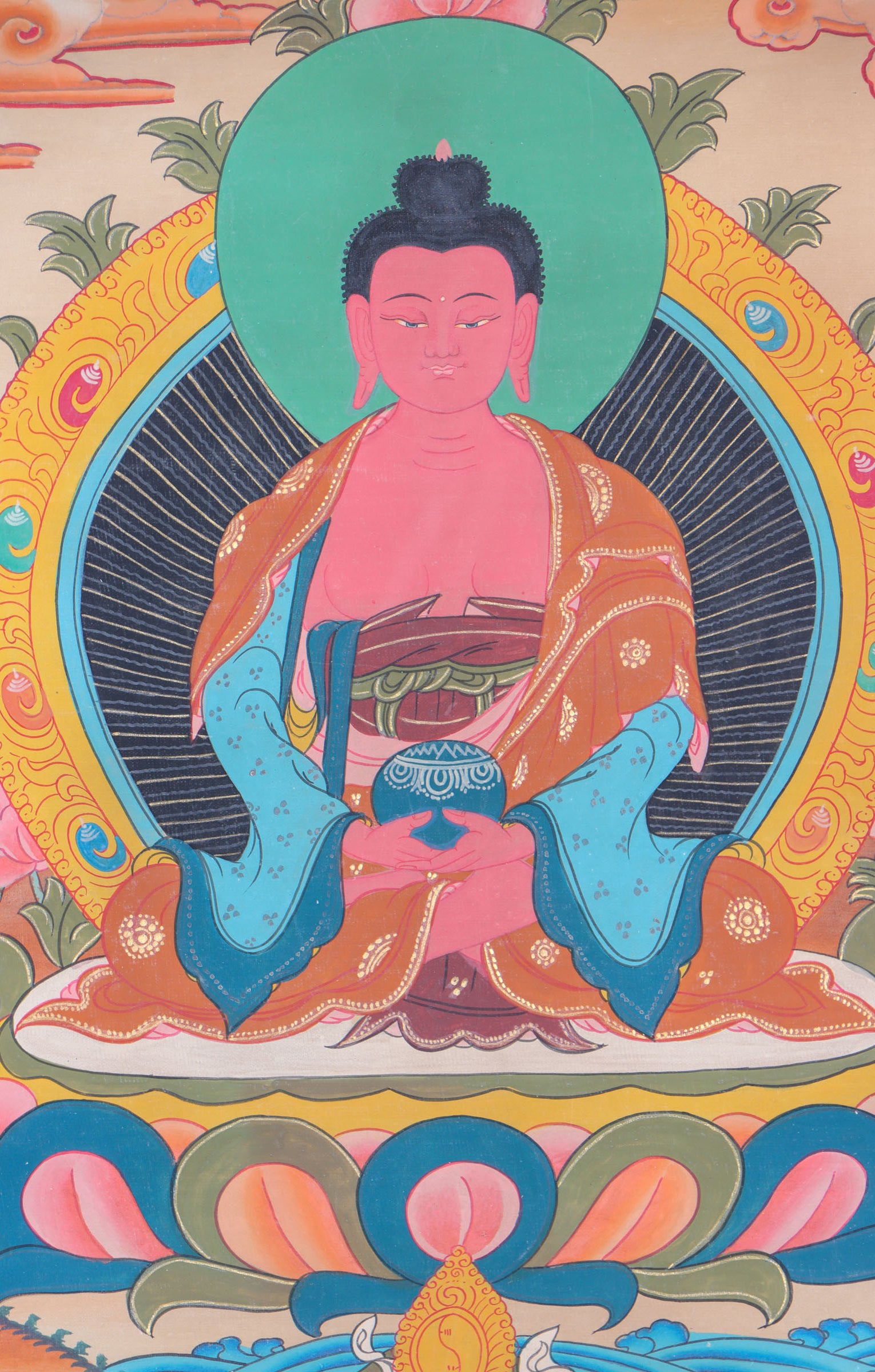 Amitabha Brocade Thangka Painting for meditation.