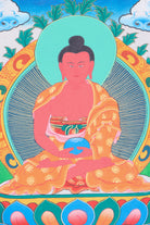 Amitabha Brocade Thangka Painting for prayer and devotion.