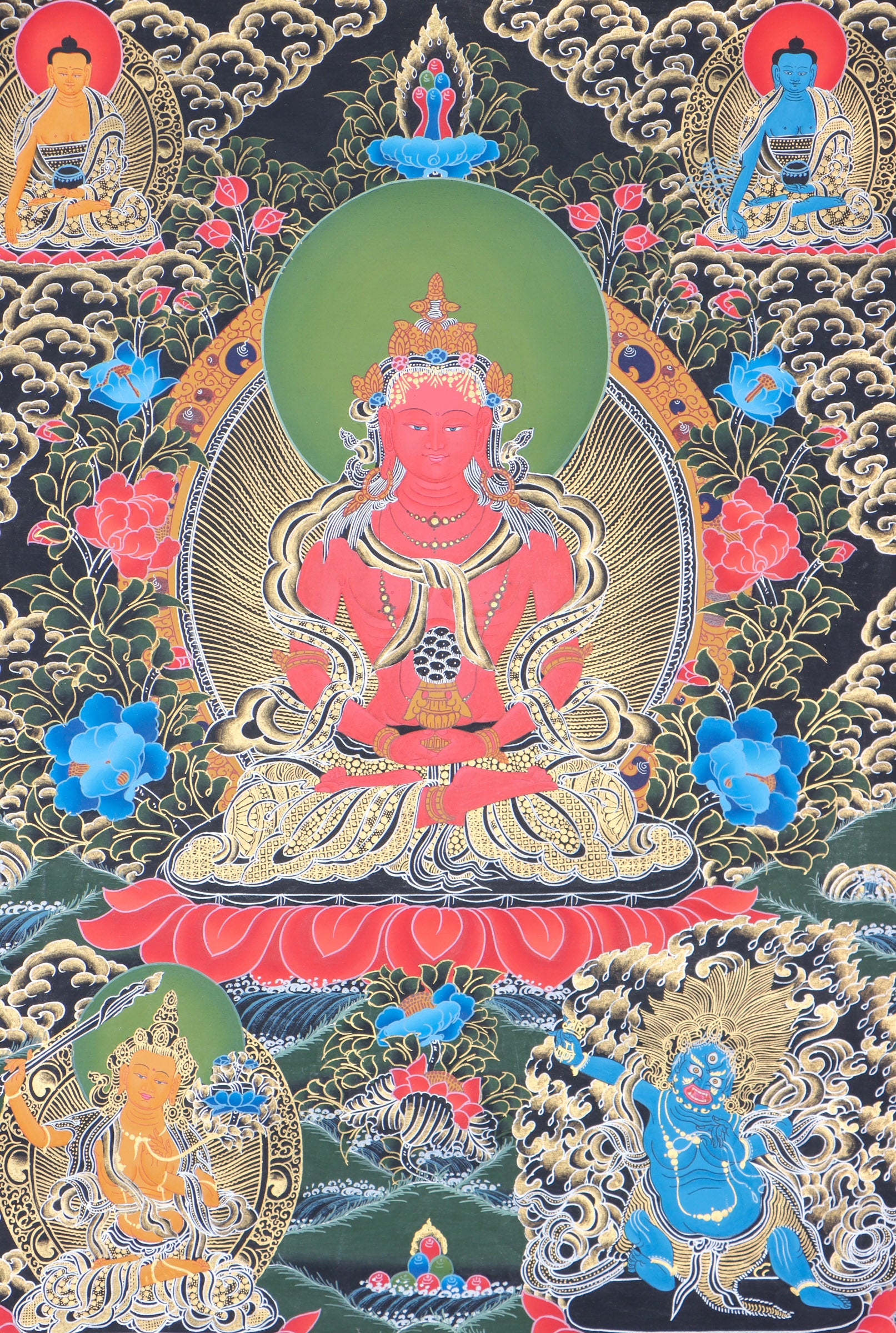 Amitabha Buddha Thangka Painting for wall decor.