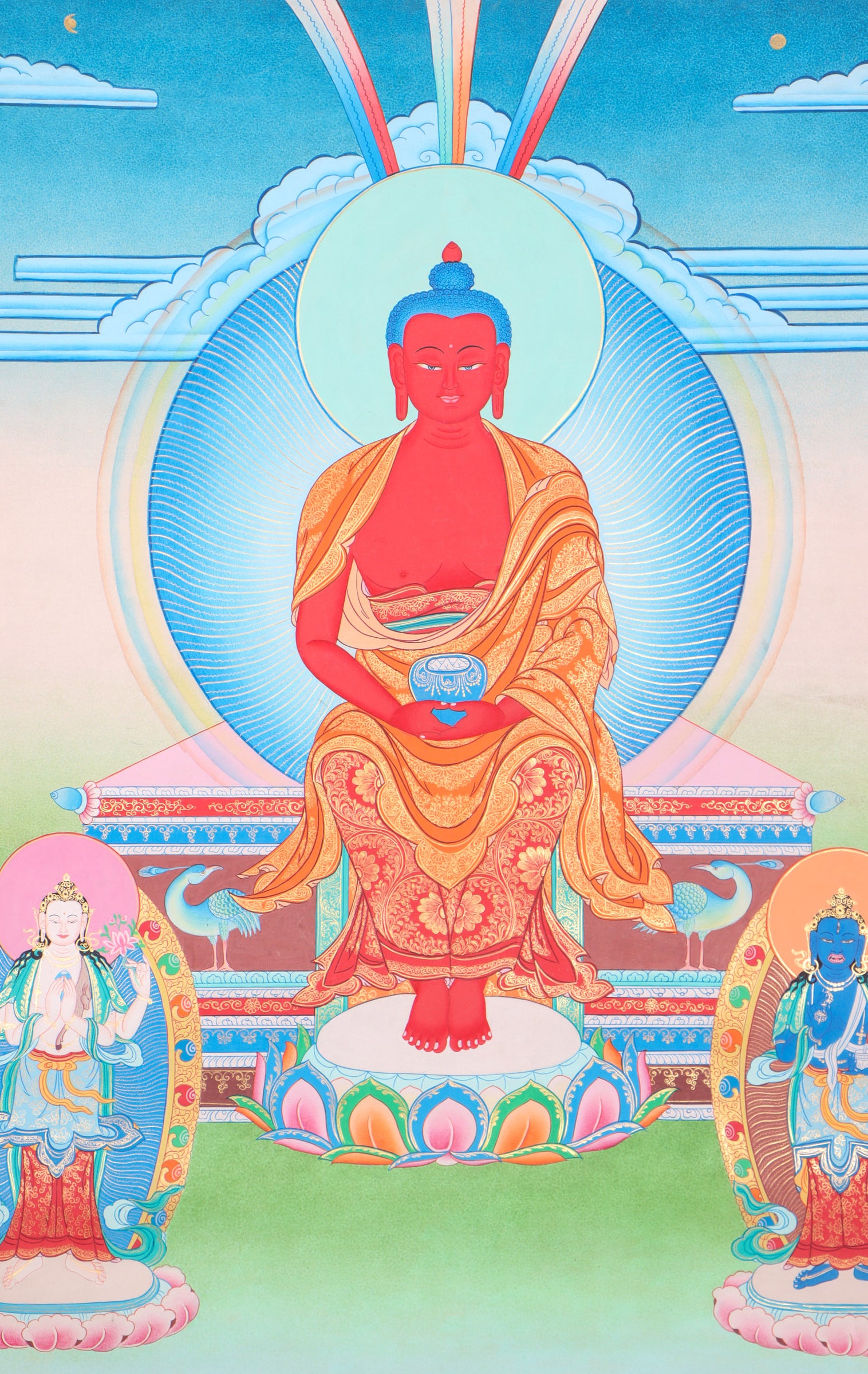 Amitabha Buddha Thangka  Painting for meditation.