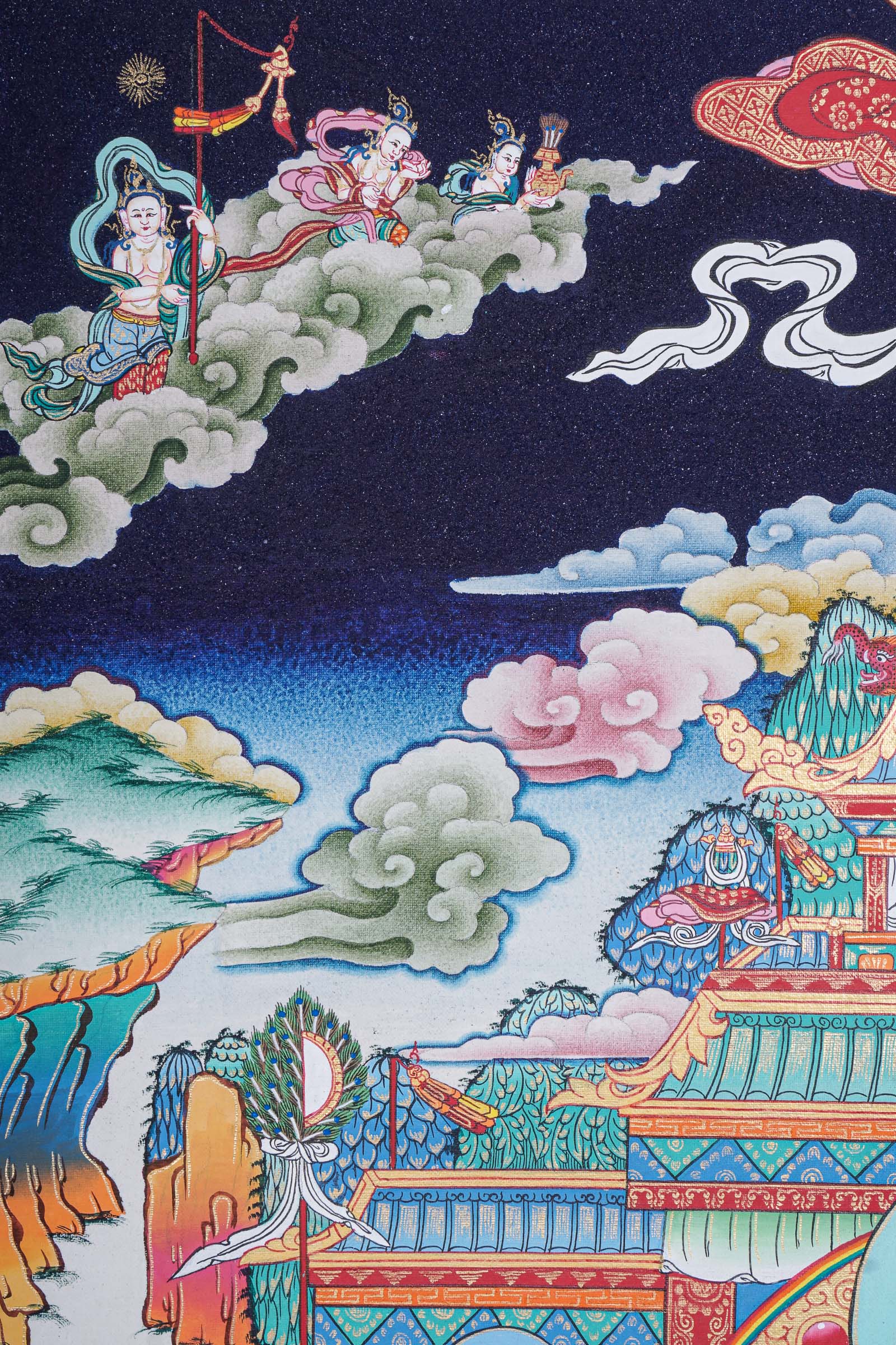 Amitabha Temple Thangka Painting for meditation and spirituality.