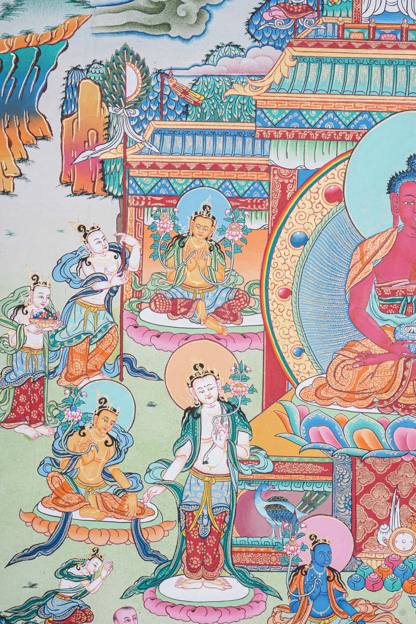 Amitabha Temple Thangka Painting for meditation and spirituality.