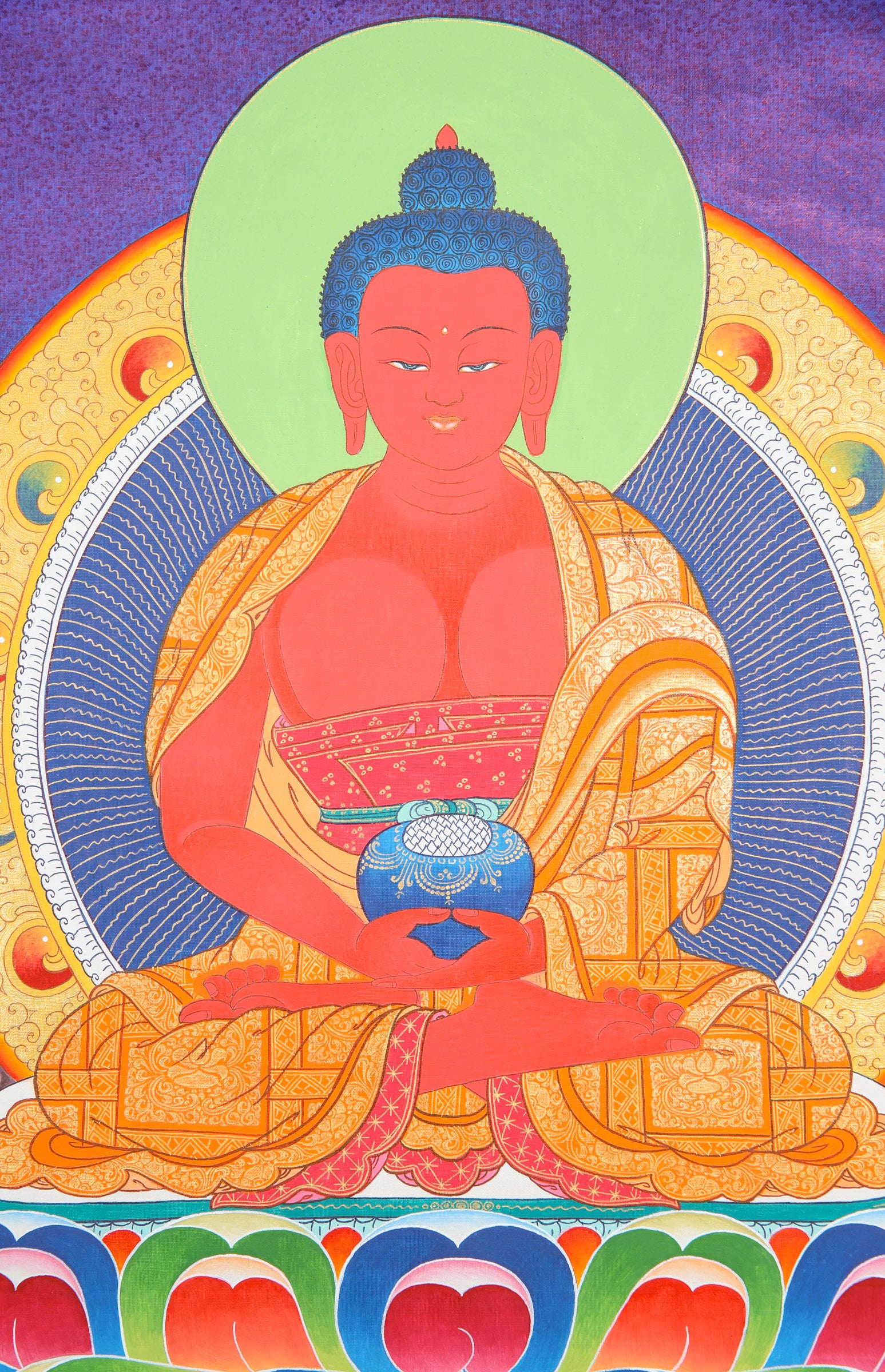Amitabha Buddha Thangka Painting for prayer and devotion.
