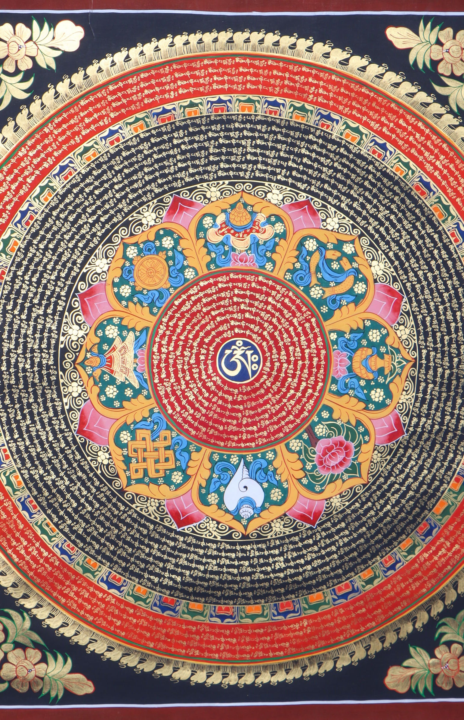 Asthamangal Mantra Mandala Thangka Painting - Tibetan Art 
