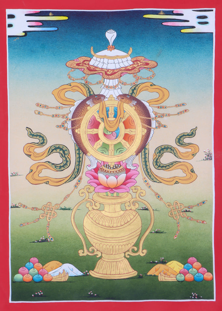 Asthamangal Thangka with 8 auspicious symbols.