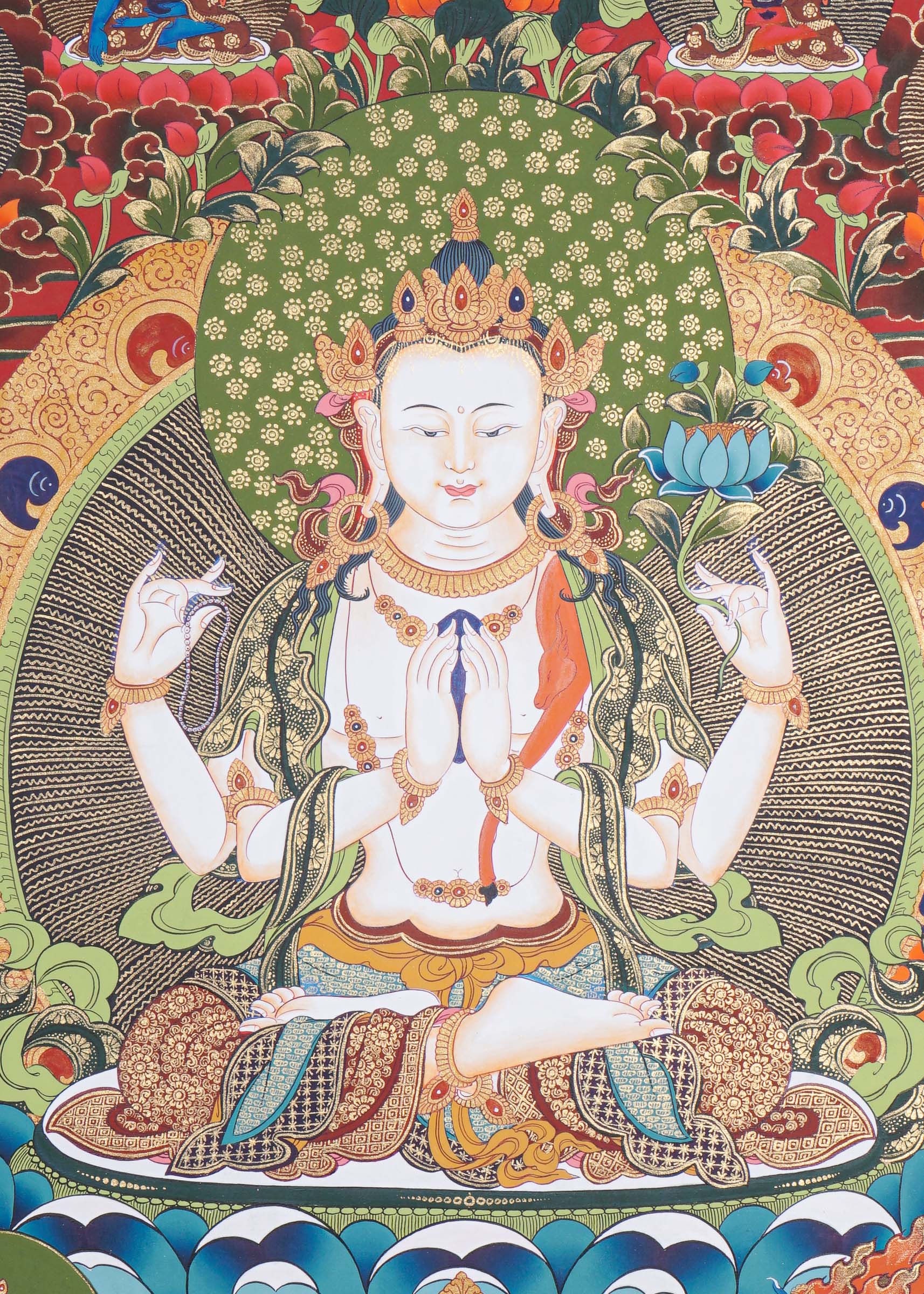 Chengresi Thangka Painting for wall hanging decor.