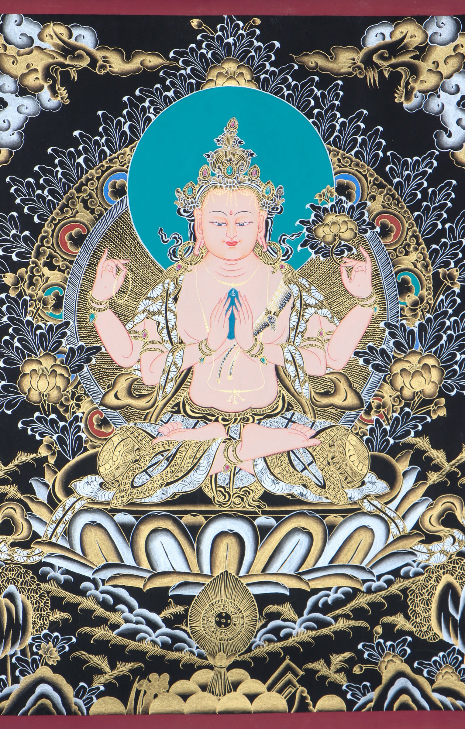  Chenrezig thangka serves as an educational tool, depicting the iconography and symbolism associated with Chenrezig. 