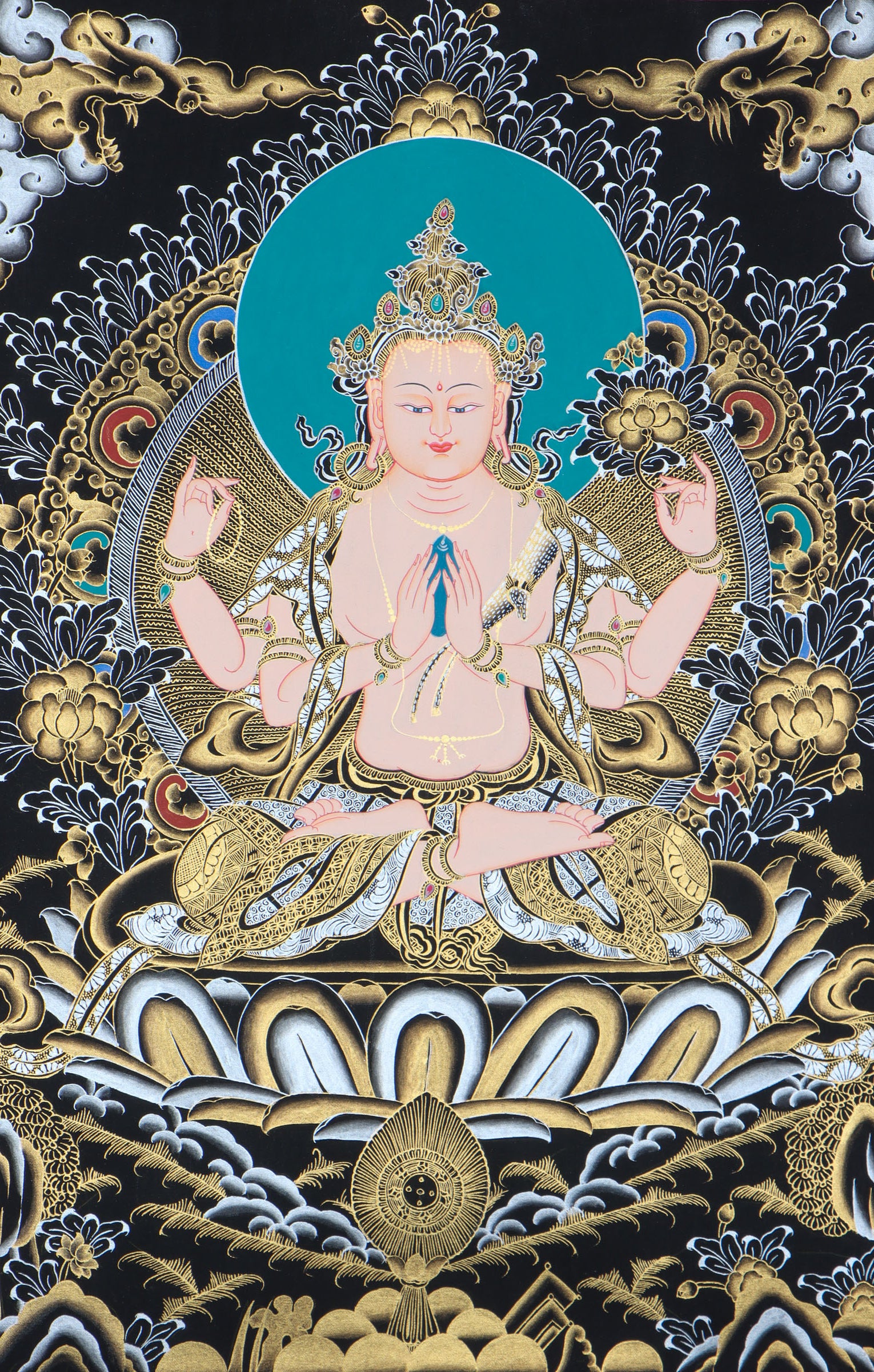  Chenrezig thangka serves as an educational tool, depicting the iconography and symbolism associated with Chenrezig. 