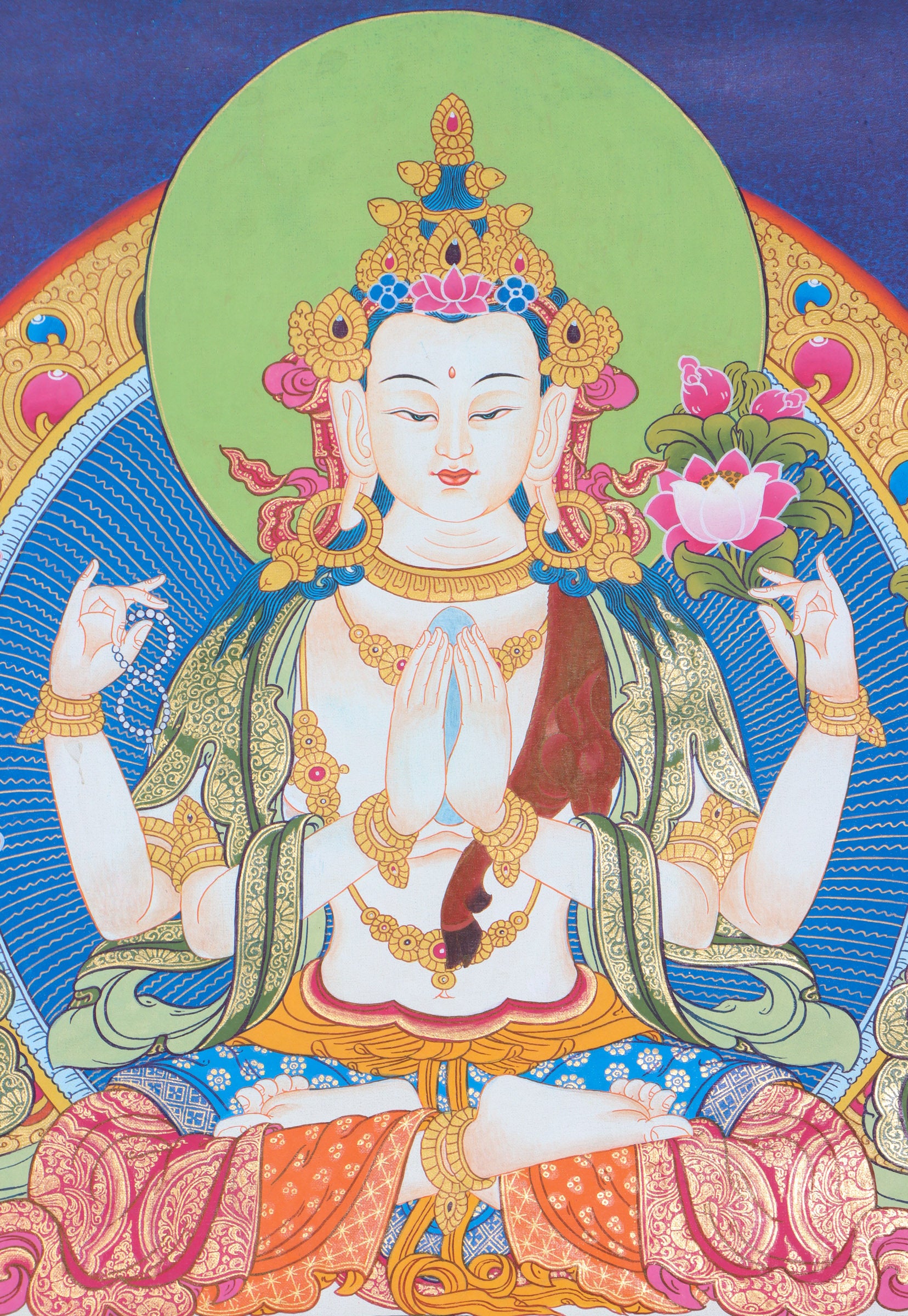 Tibetan Chengresi Thangka Painting for prayer.