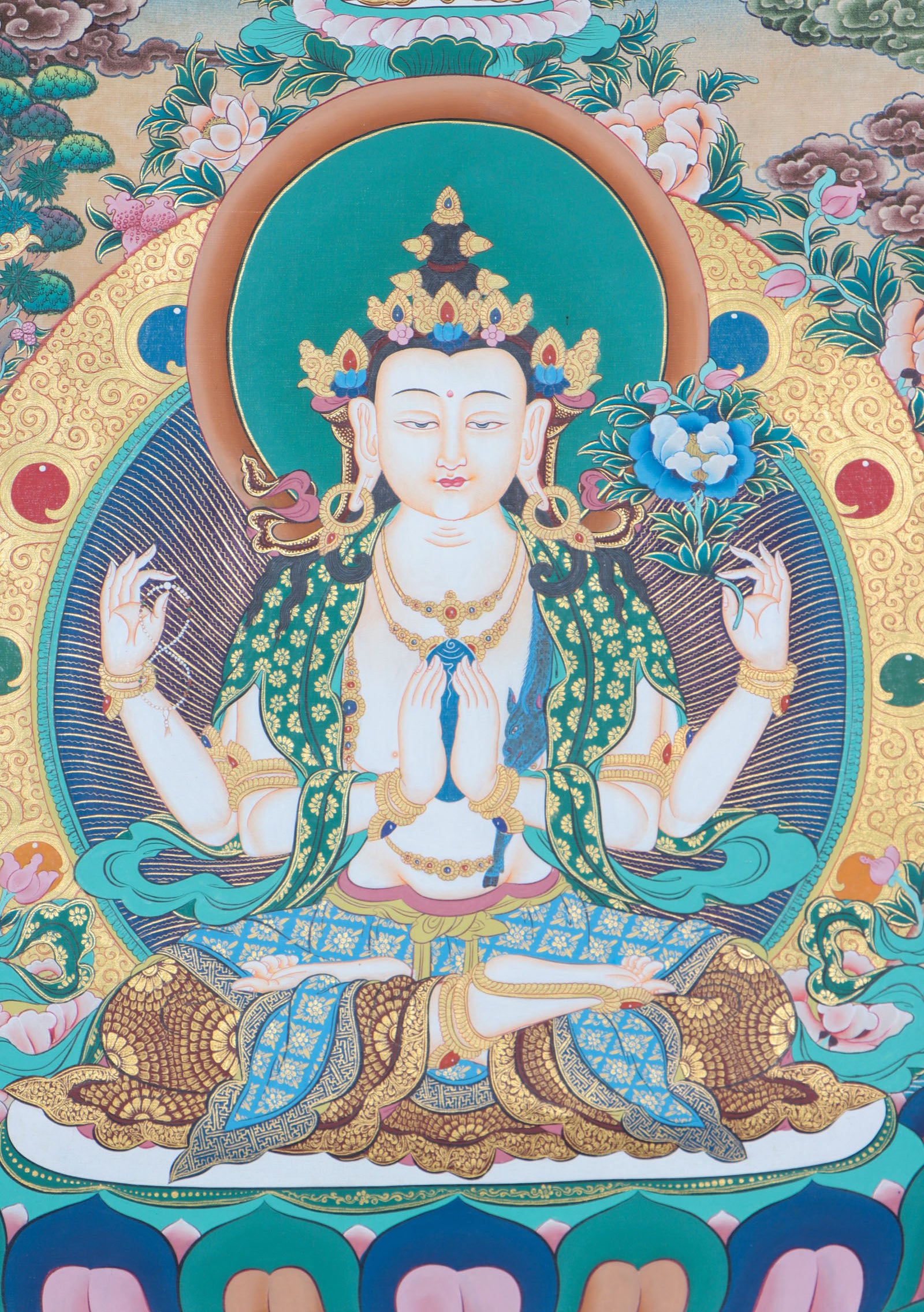 Chengresi Thangka Painting for meditation and teaching.