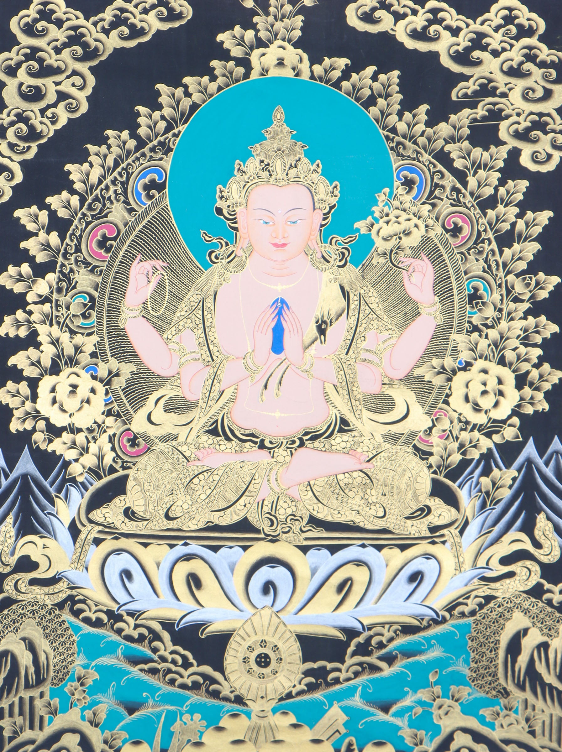 Chengresi Thangka Painting for meditation.