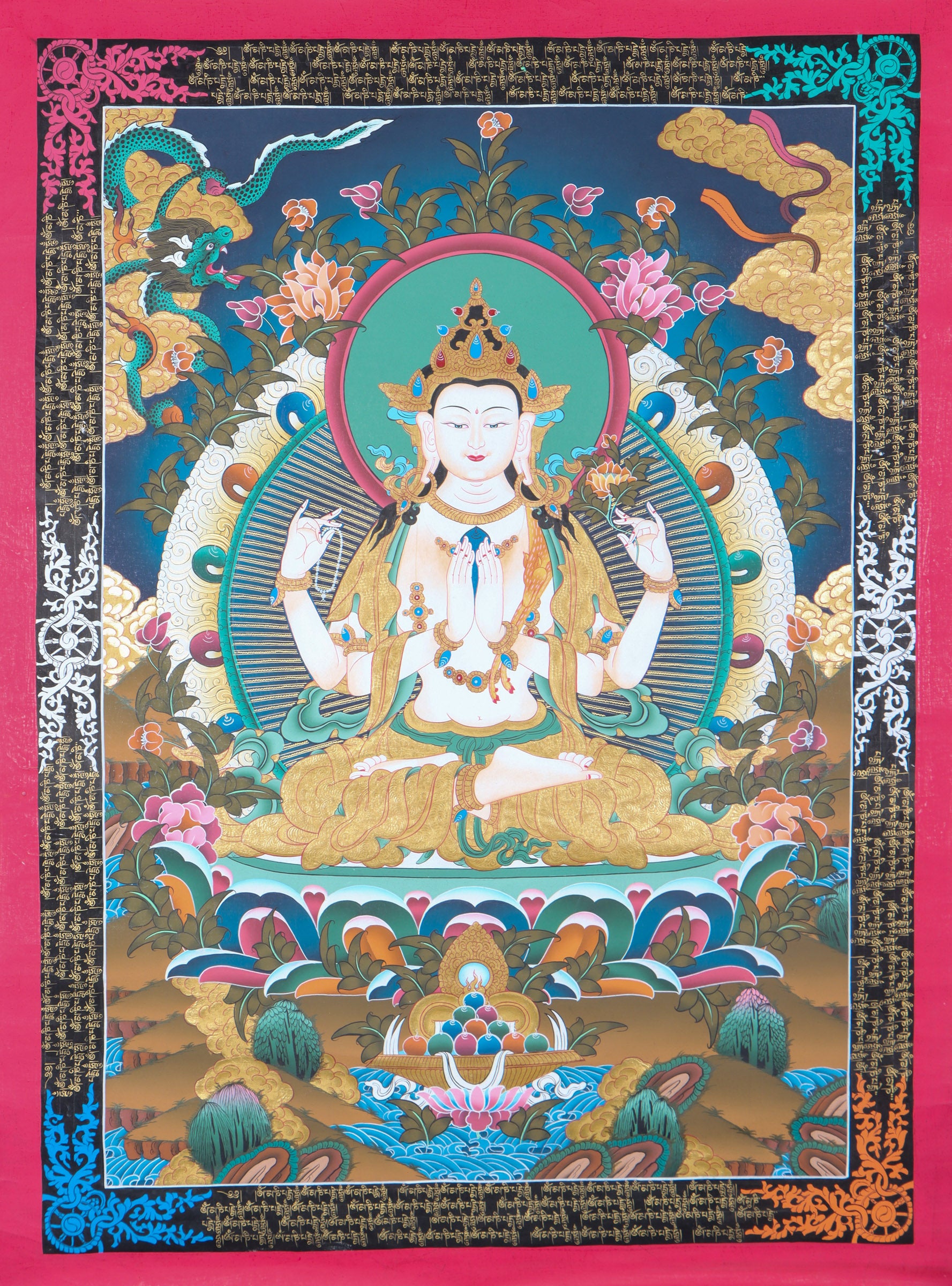  Chengresi thangka for wall hanging decor.