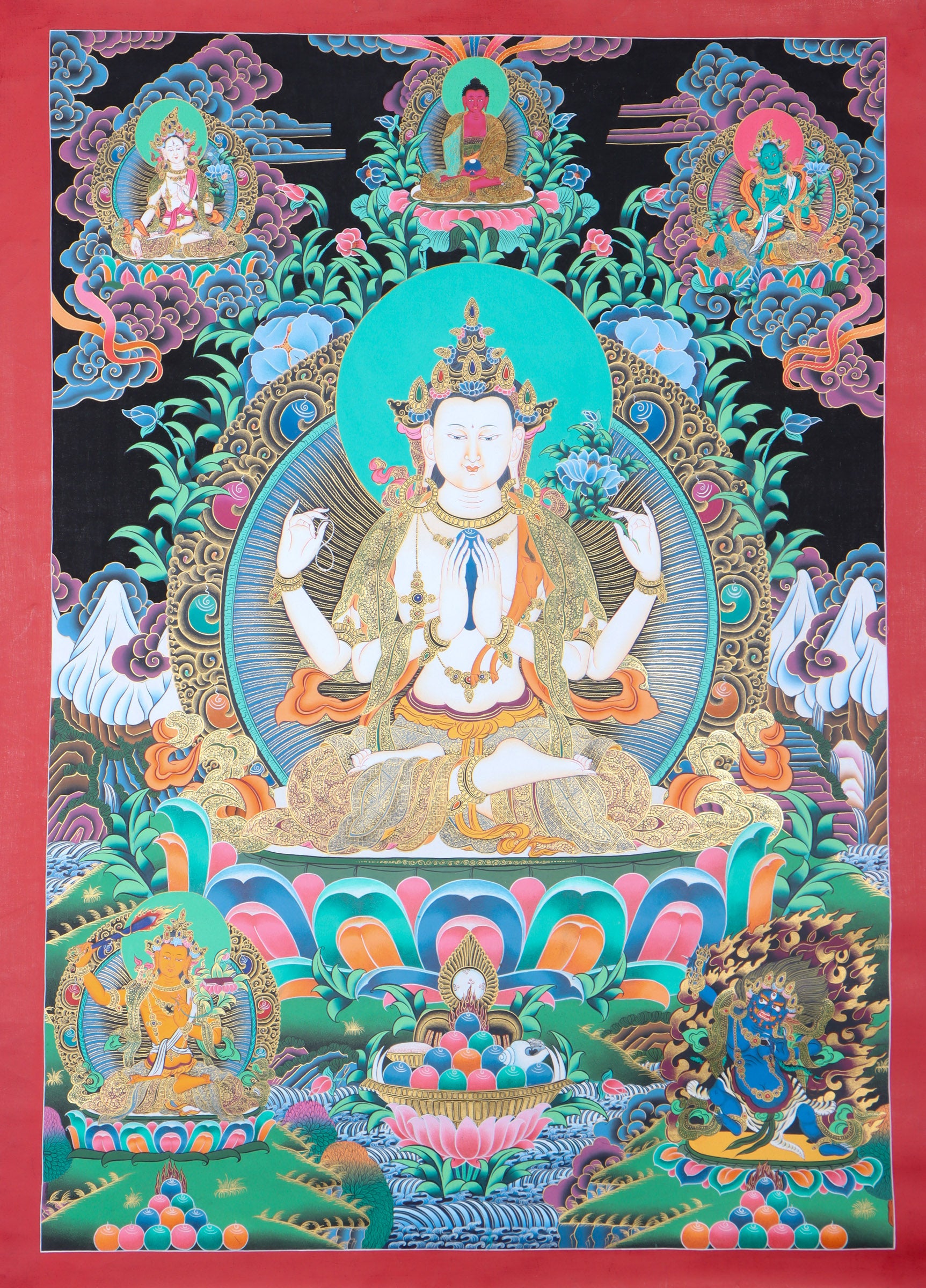 Chengresi Thangka for spirituality.