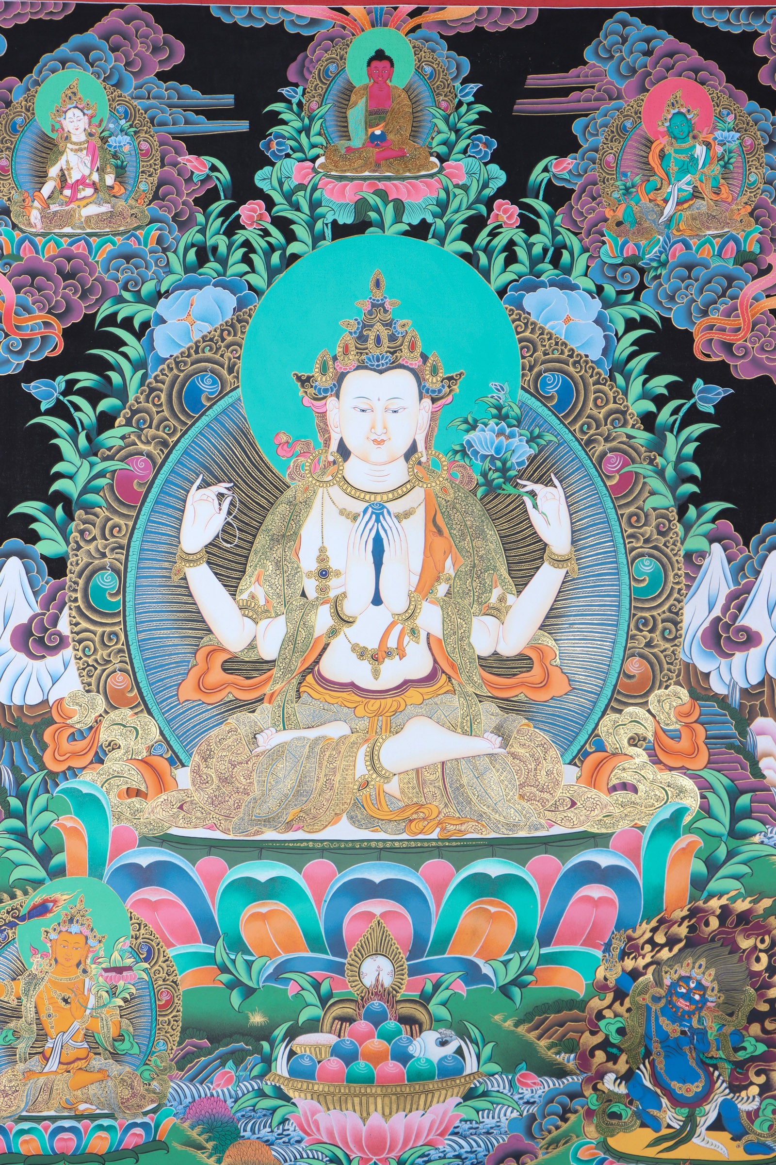 Chengresi Thangka for spirituality.