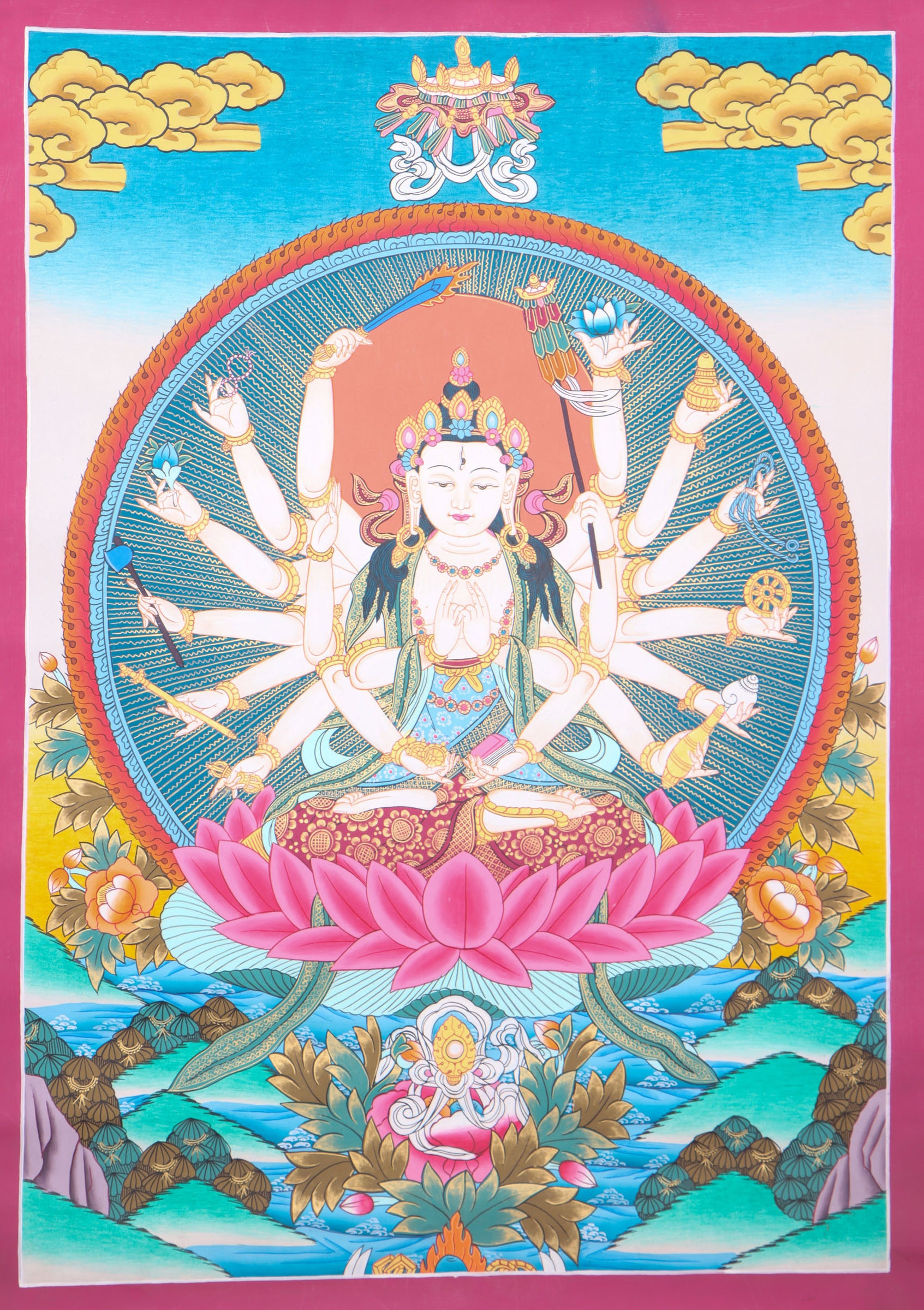 Chundi Thangka  serves  as a visual assistance for spiritual acts like meditation.