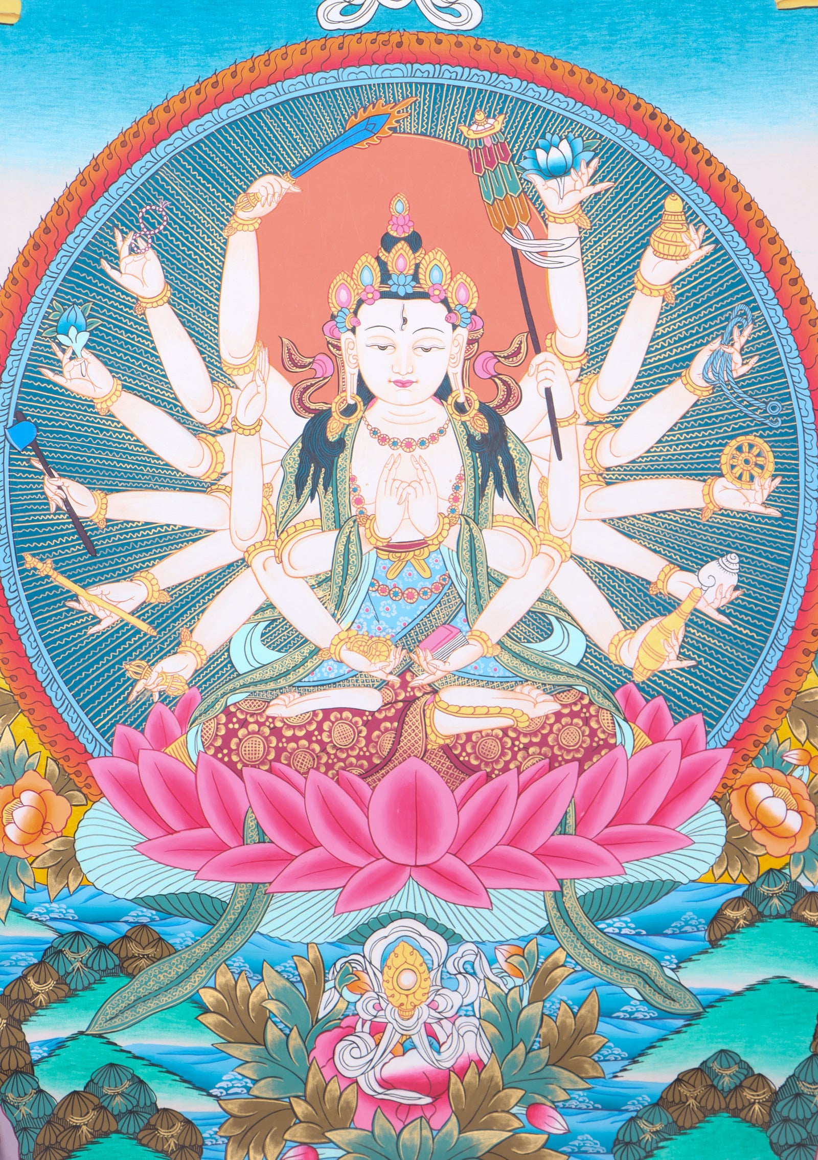 Chundi Thangka serves as a visual assistance for spiritual acts like meditation.
