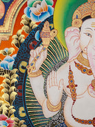 Handpainted Ganesh Thangka Painting.