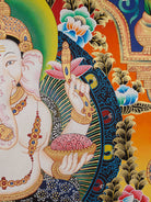 Handpainted Ganesh Thangka Painting.