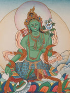 Handpainted Green Tara Thangka Painting.