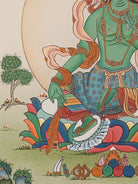 Handpainted Green Tara Thangka Painting.