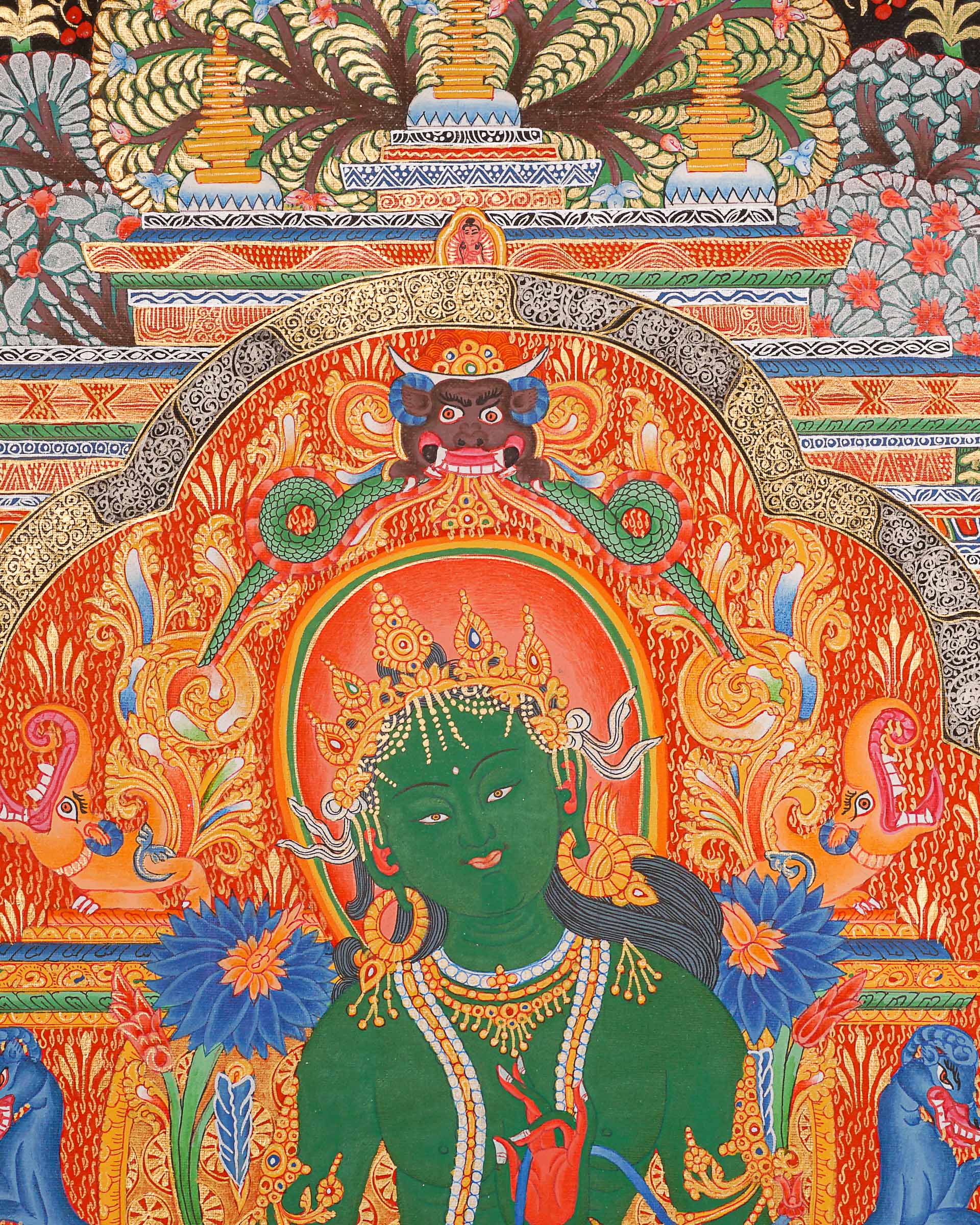 Green Tara (Temple) Thangka Painting