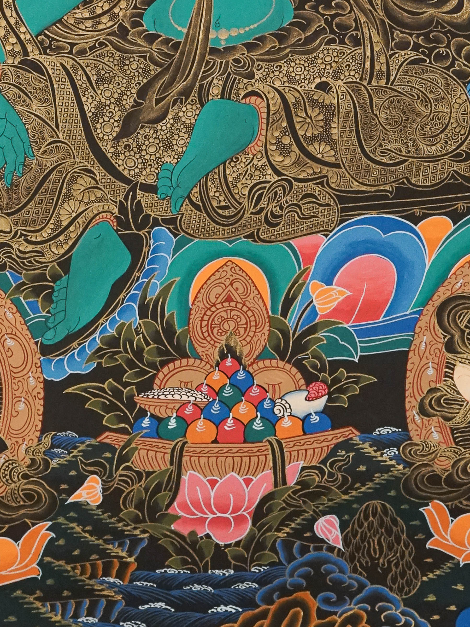 Green Tara Thangka  - Handpainted Art