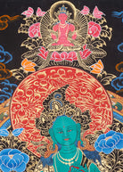 Green Tara Thangka Painting for wall hanging decor.