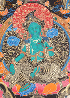 Green Tara Thangka Painting for wall hanging decor.