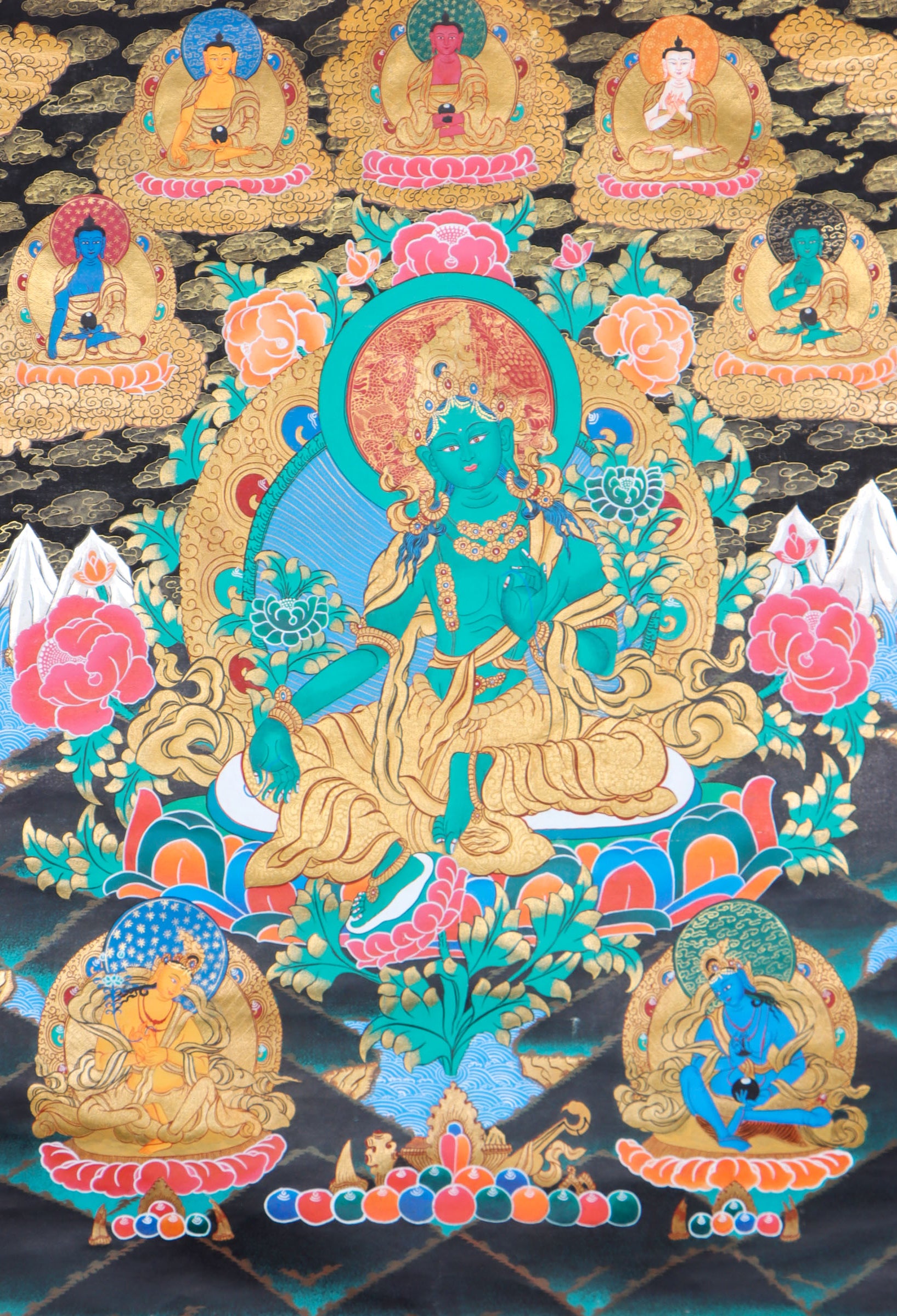 Green Tara Thangka Painting - Tibetan Art