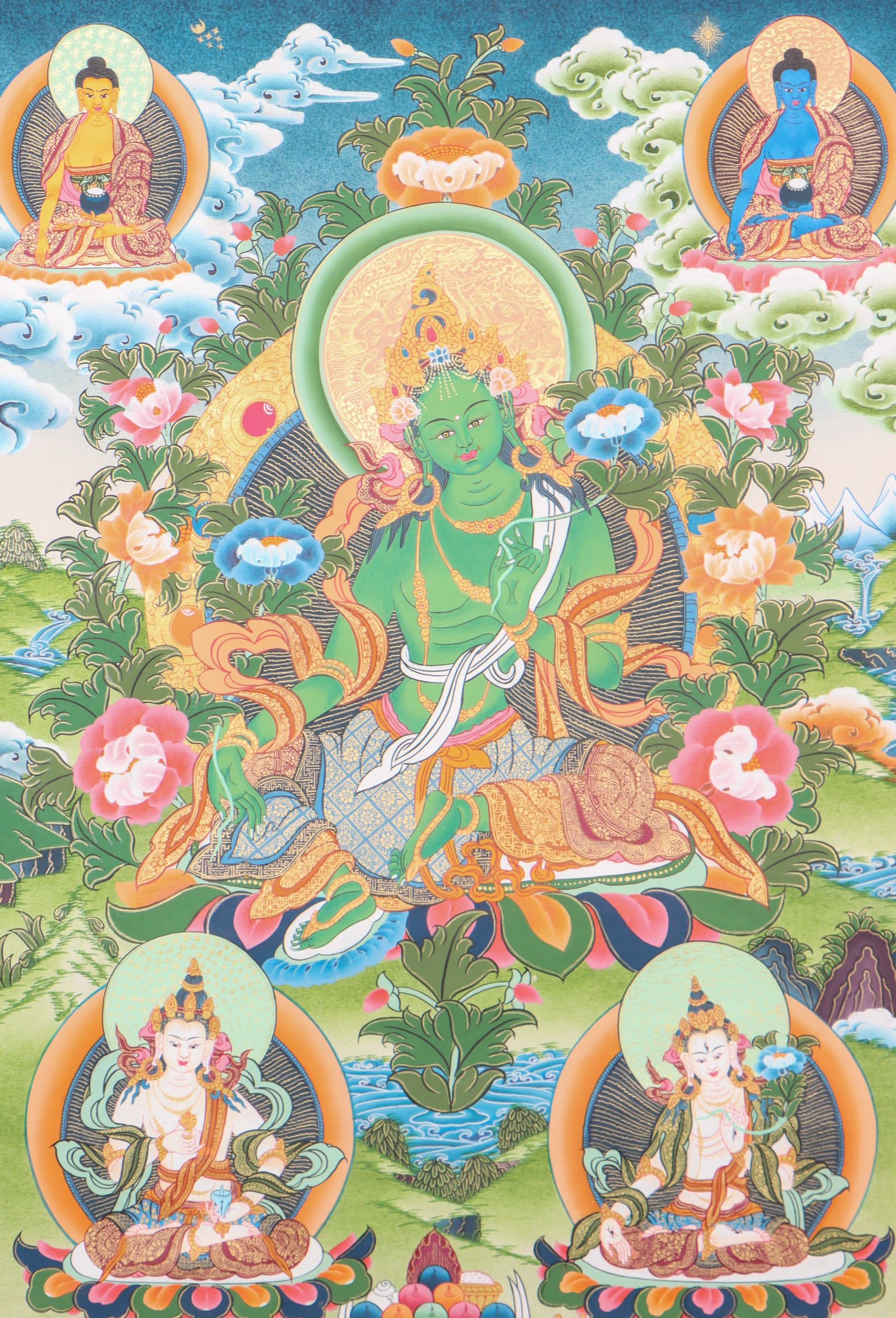 Green Tara Thangka for meditation.