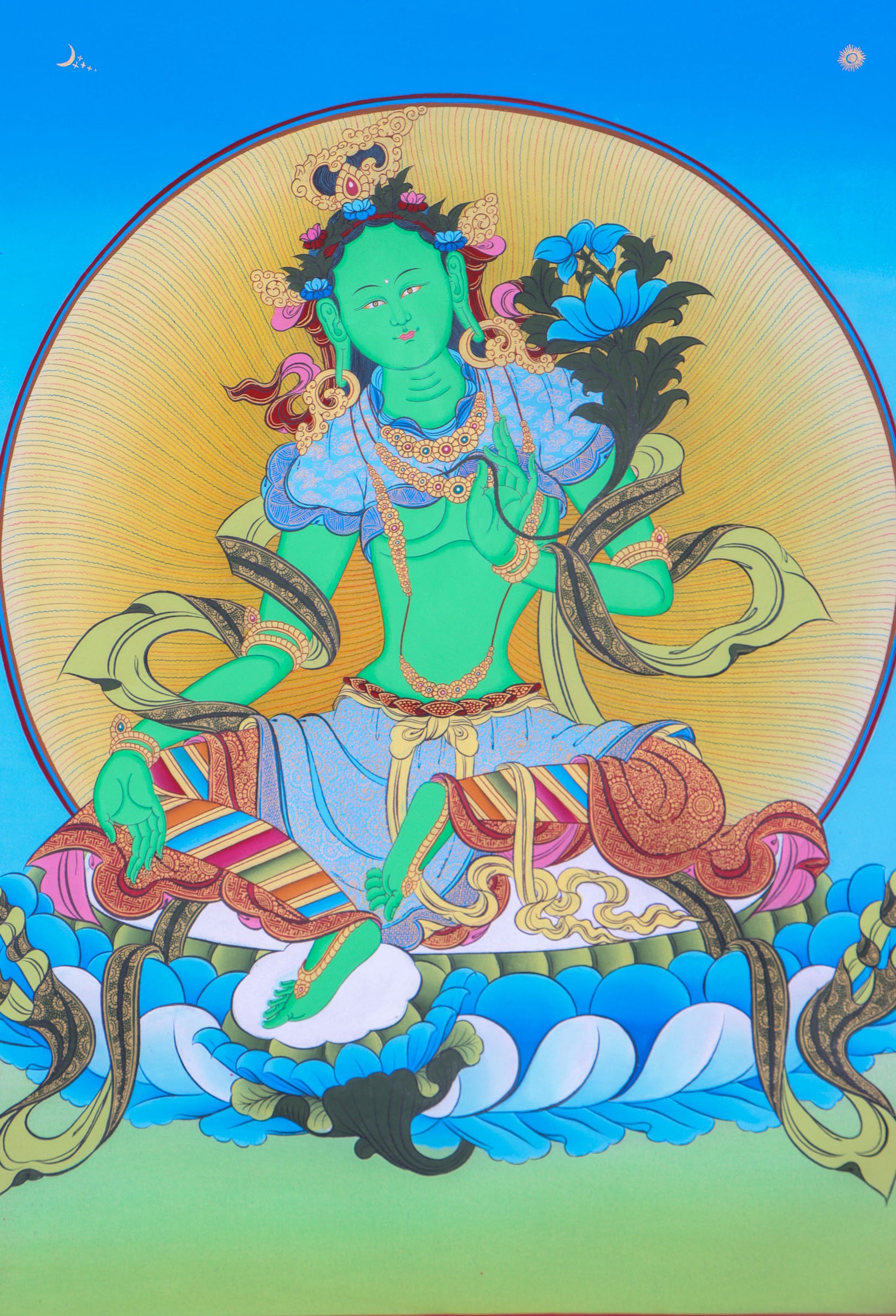 Green Tara Thangka Painting for wisdom.