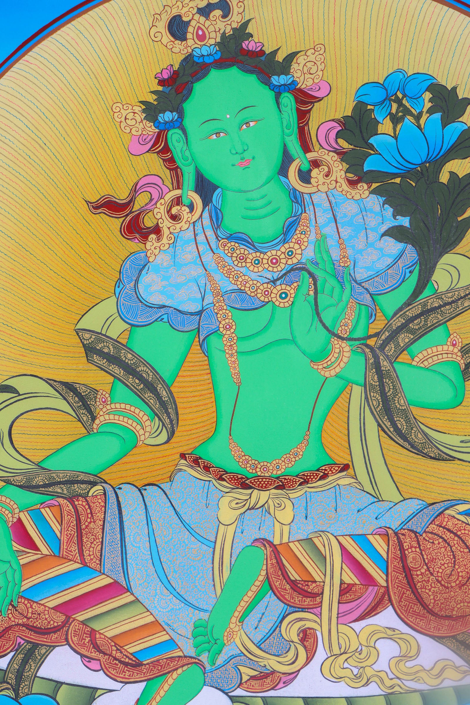 Green Tara Thangka Painting for wisdom.