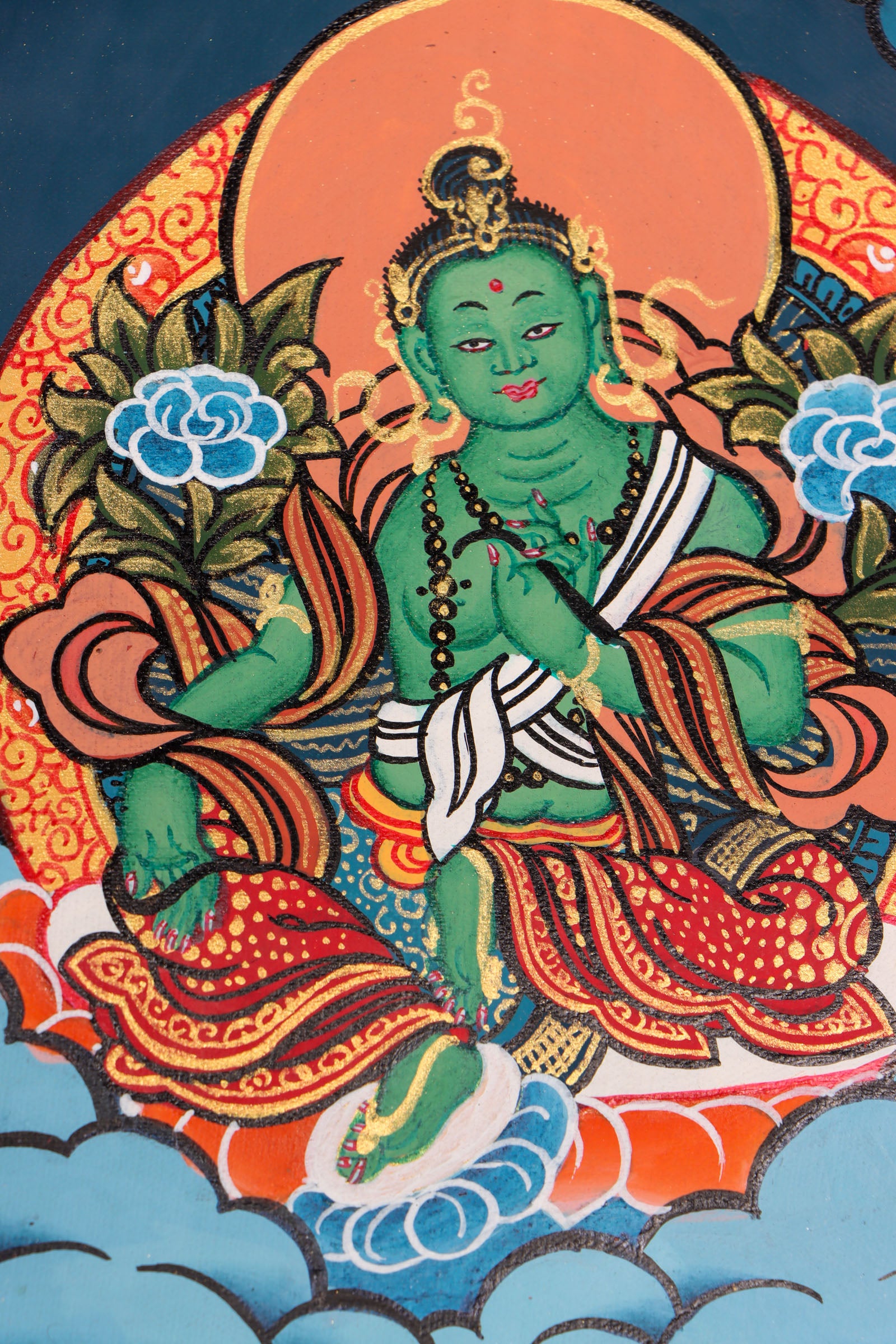 Green Tara Thangka Painting for wisdom and compassion.