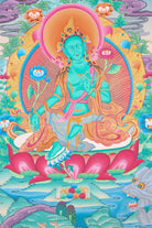 Green Tara Thangka Painting for meditation.